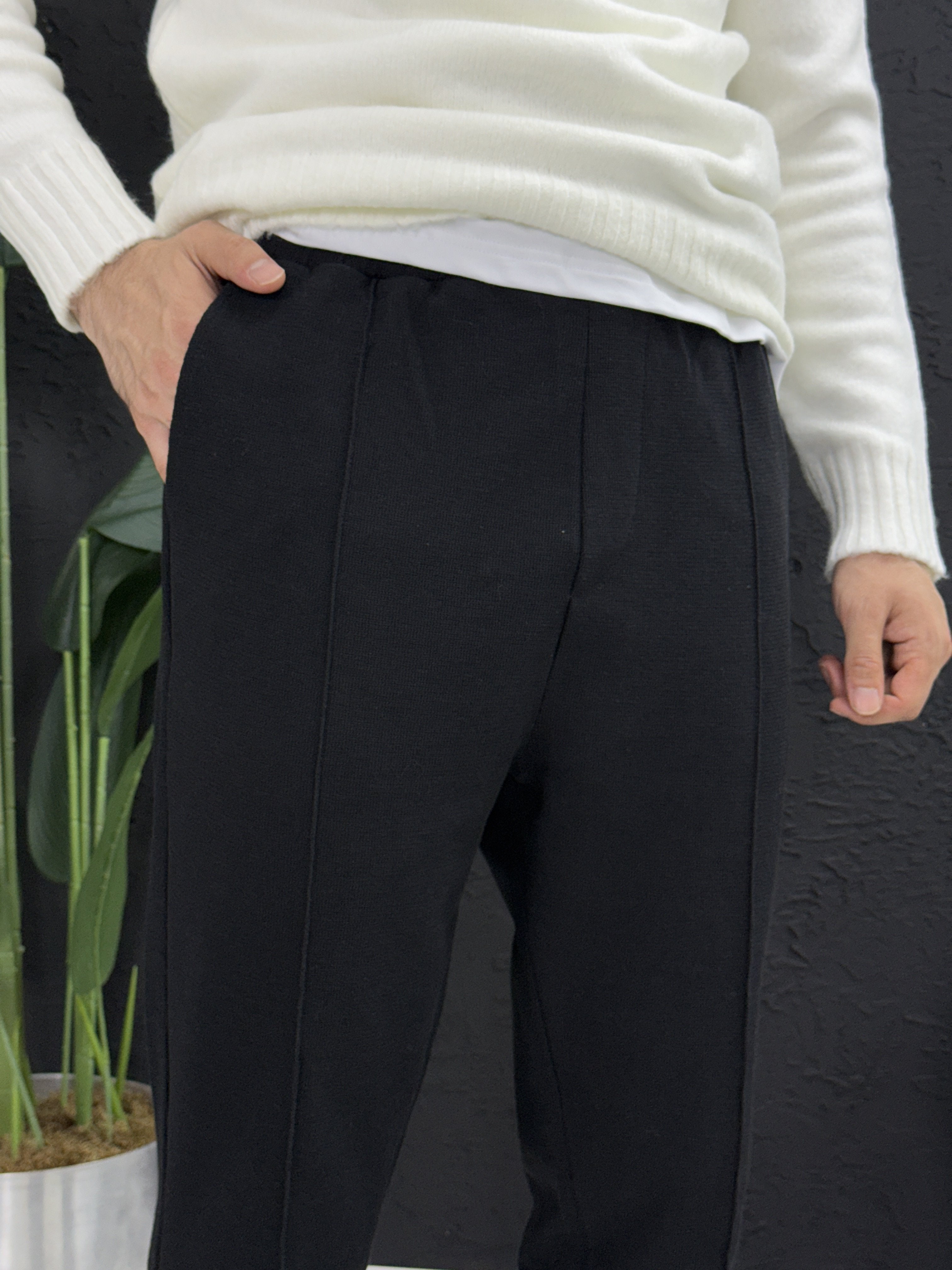 Temiz üç iplik boyfriend kesim çıma detaylı eşofman pantolon