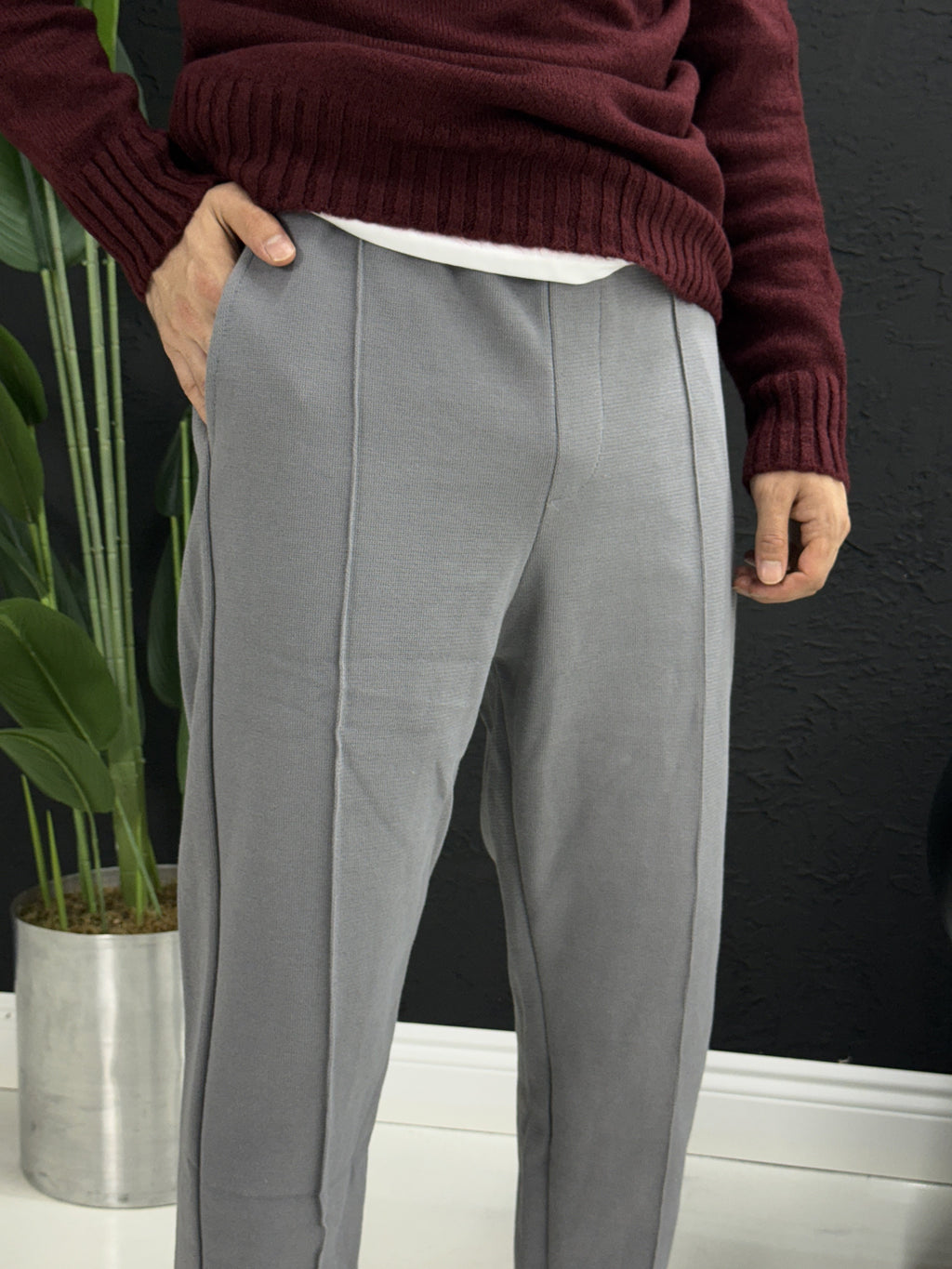 Temiz üç iplik boyfriend kesim çıma detaylı eşofman pantolon