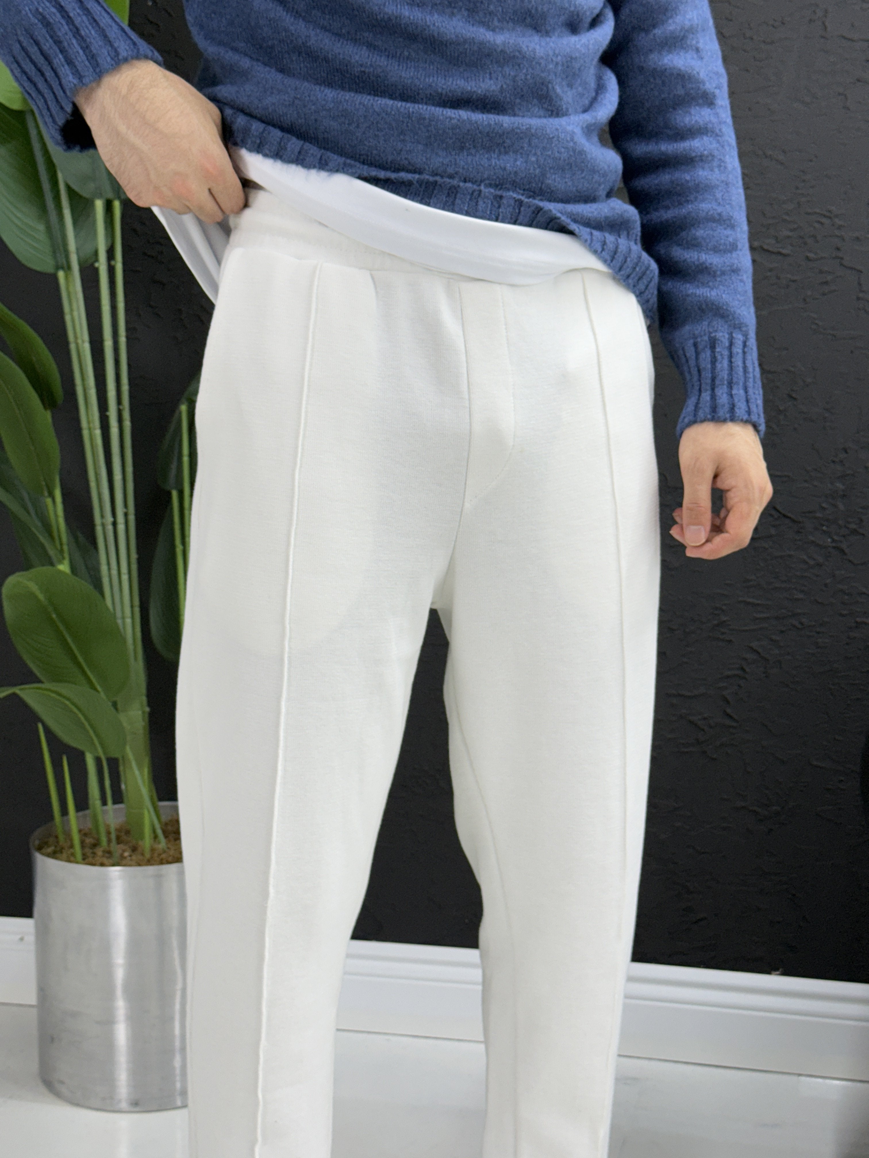 Temiz üç iplik boyfriend kesim çıma detaylı eşofman pantolon