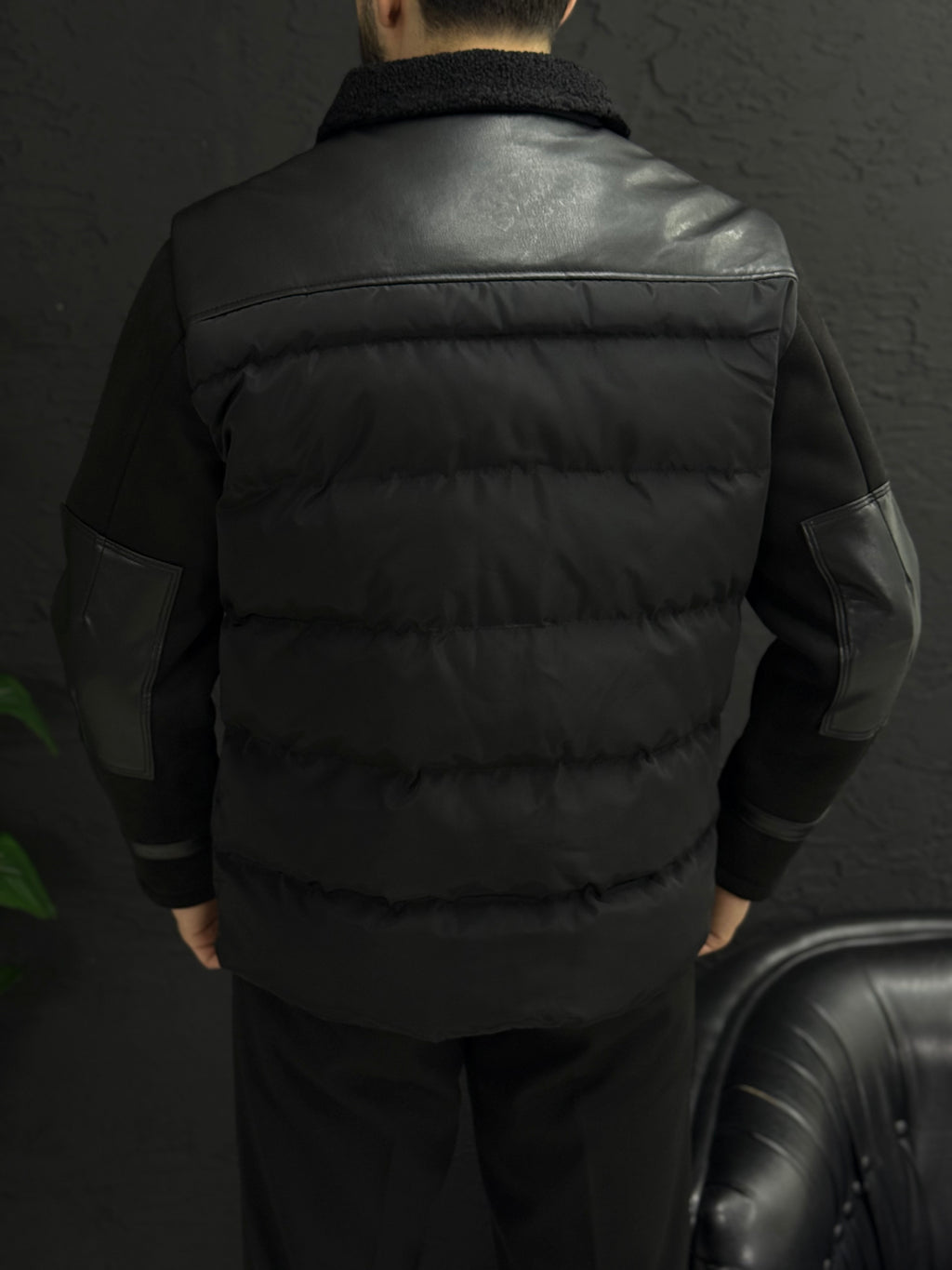 Casual şişme mont kollar Süet Kumaş kalıp Slim fit