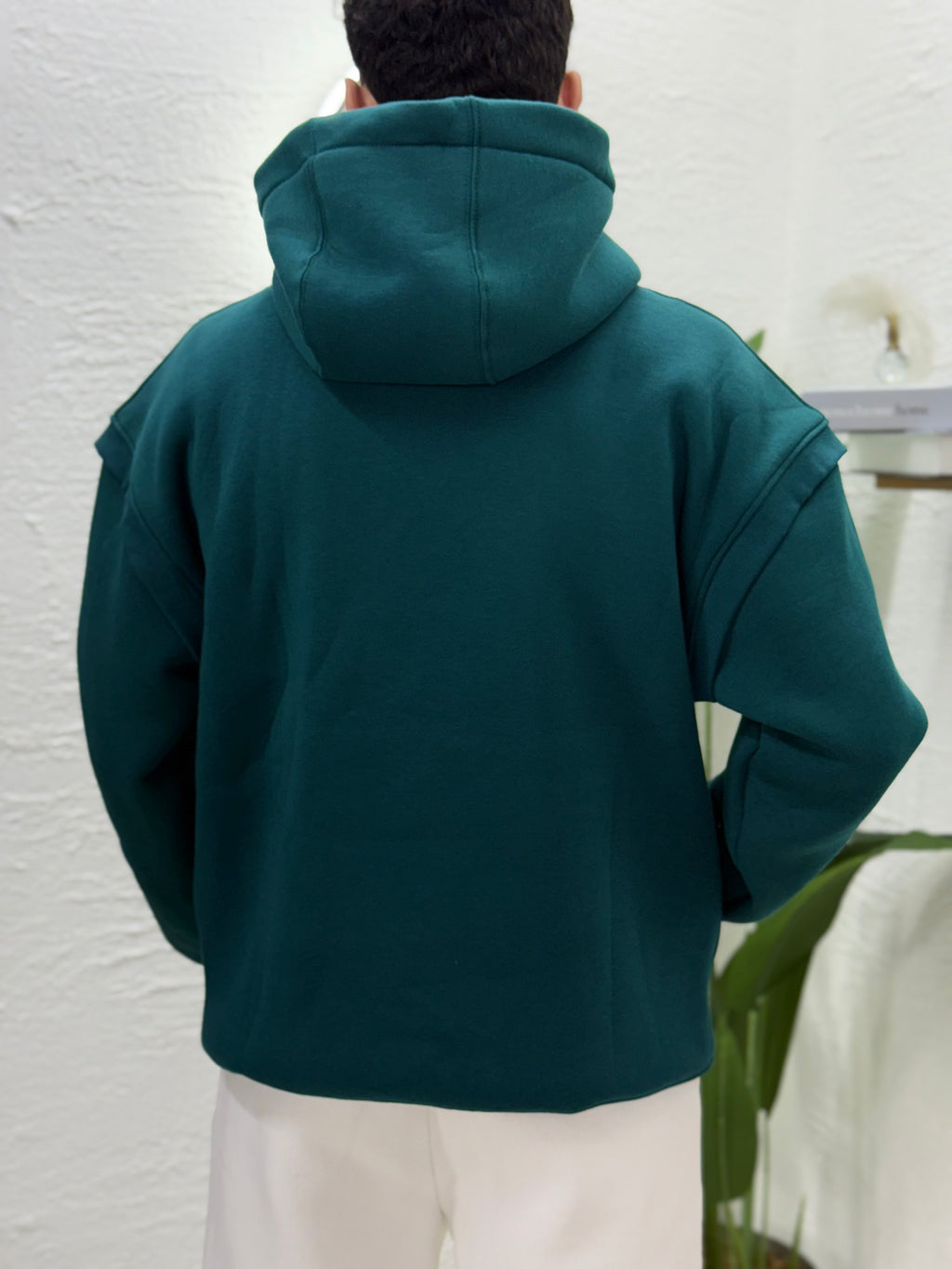 Önden AKKAD baskısı üç iplik sweatshirt kalıp Oversize