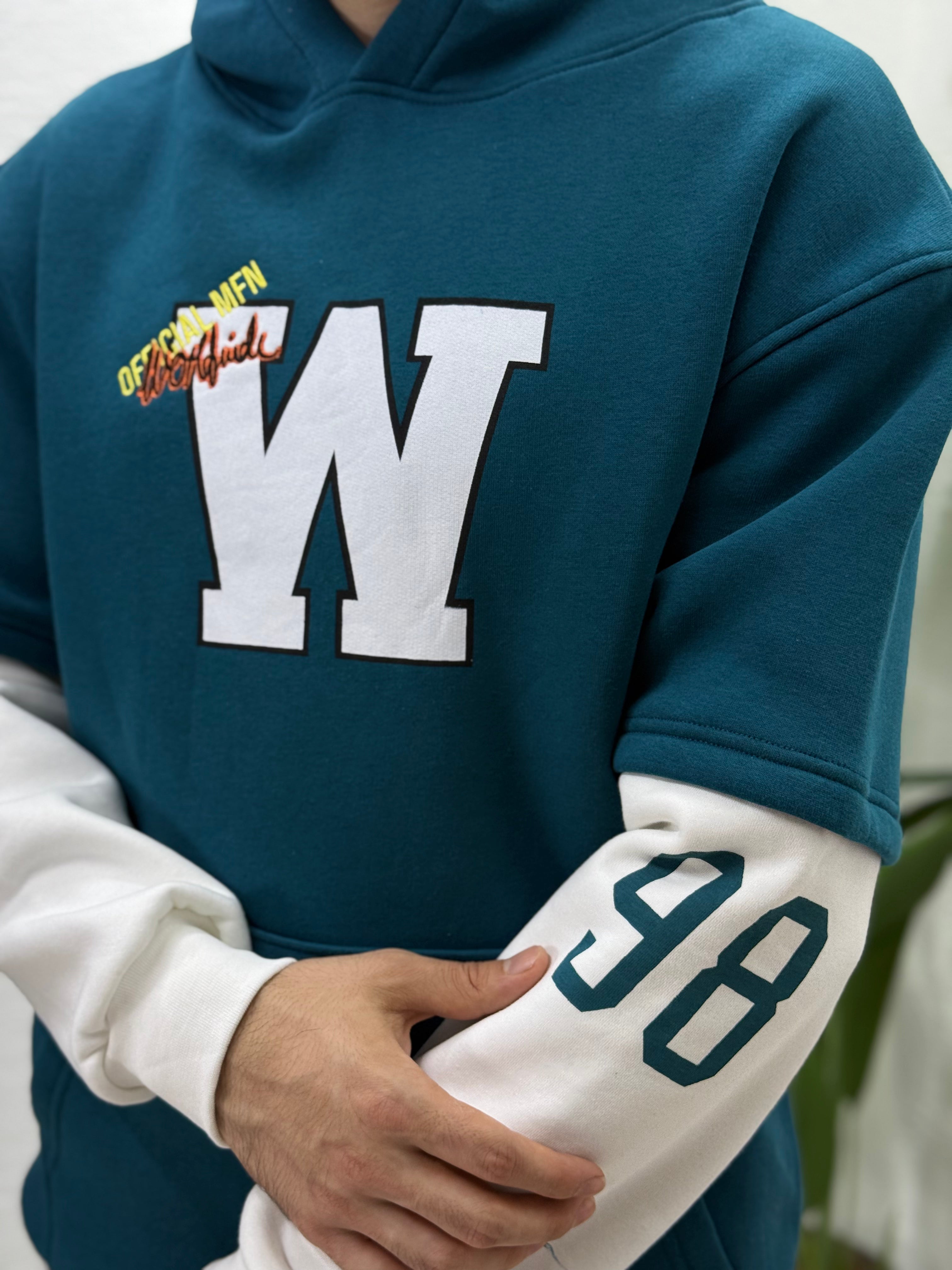 Baskılı ve kolludan tasarımlı Sweet tişört kalıp yarım Oversize