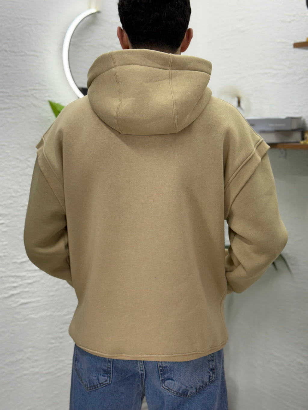 Önden AKKAD baskısı üç iplik sweatshirt kalıp Oversize