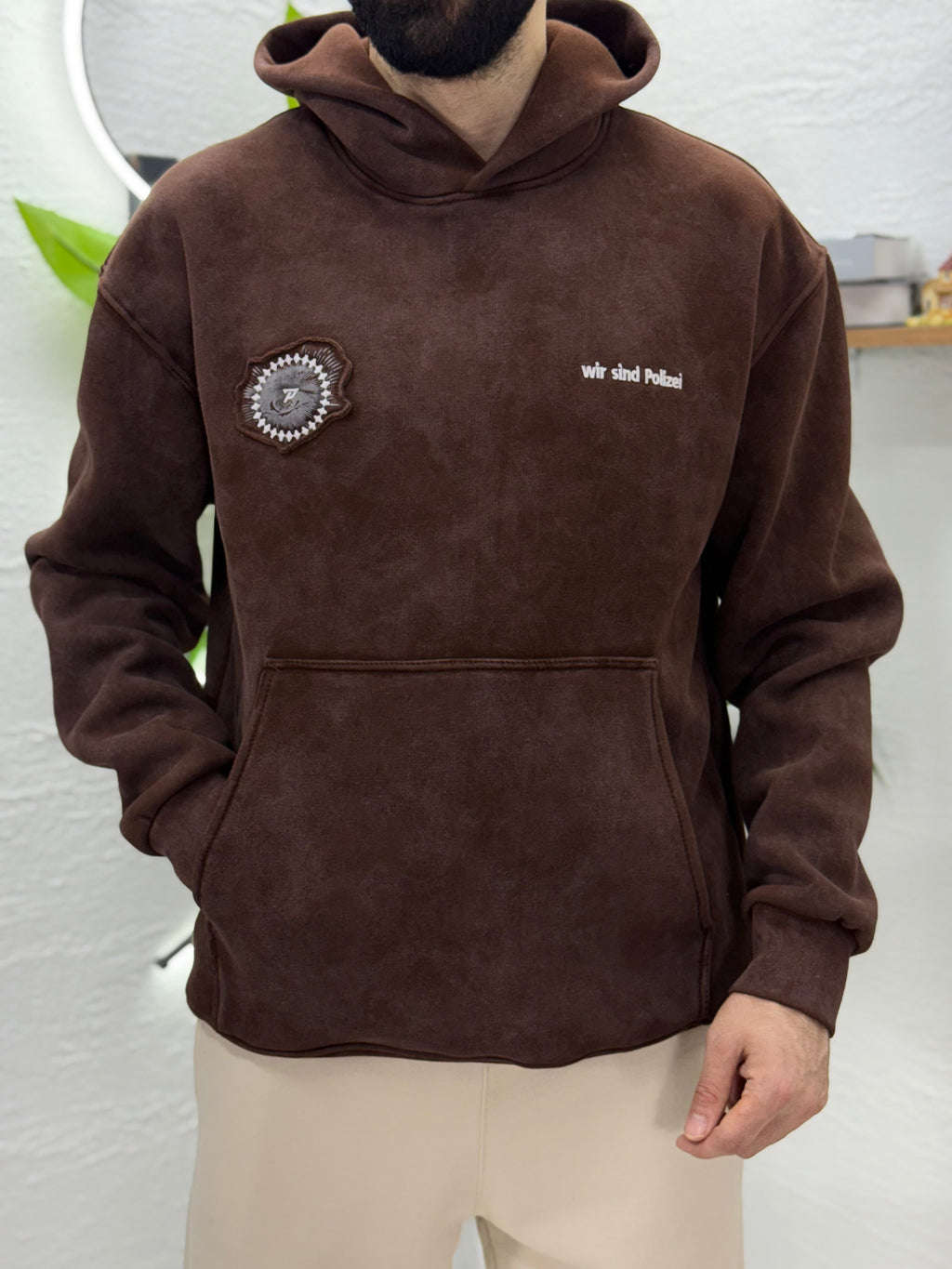 Nakış baskısı sweatshirt kalıp Oversize %100 pamuk yıkamalı kumaş