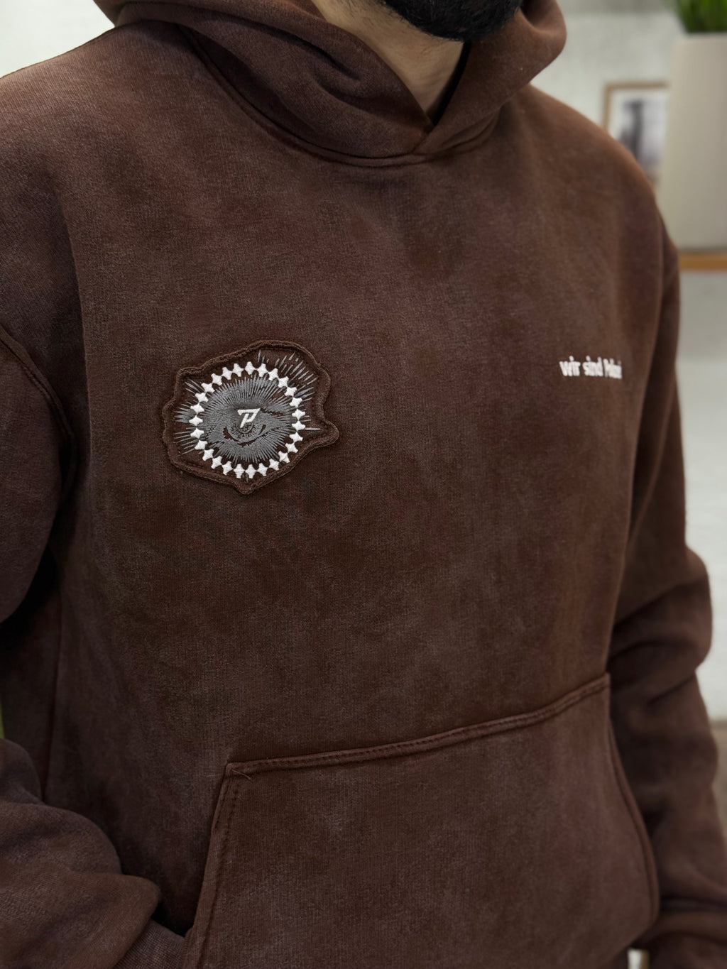 Nakış baskısı sweatshirt kalıp Oversize %100 pamuk yıkamalı kumaş