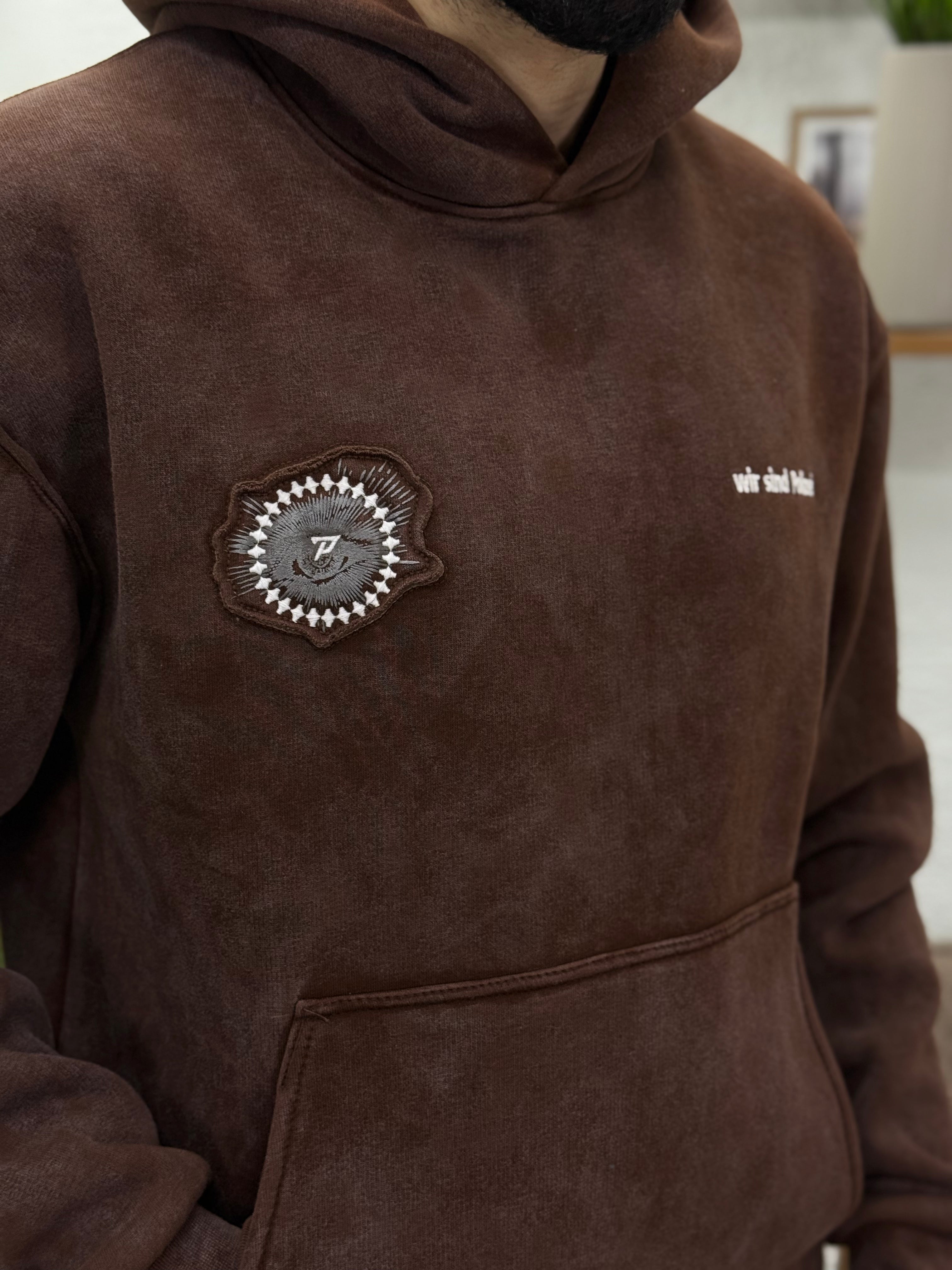 Nakış baskısı sweatshirt kalıp Oversize %100 pamuk yıkamalı kumaş