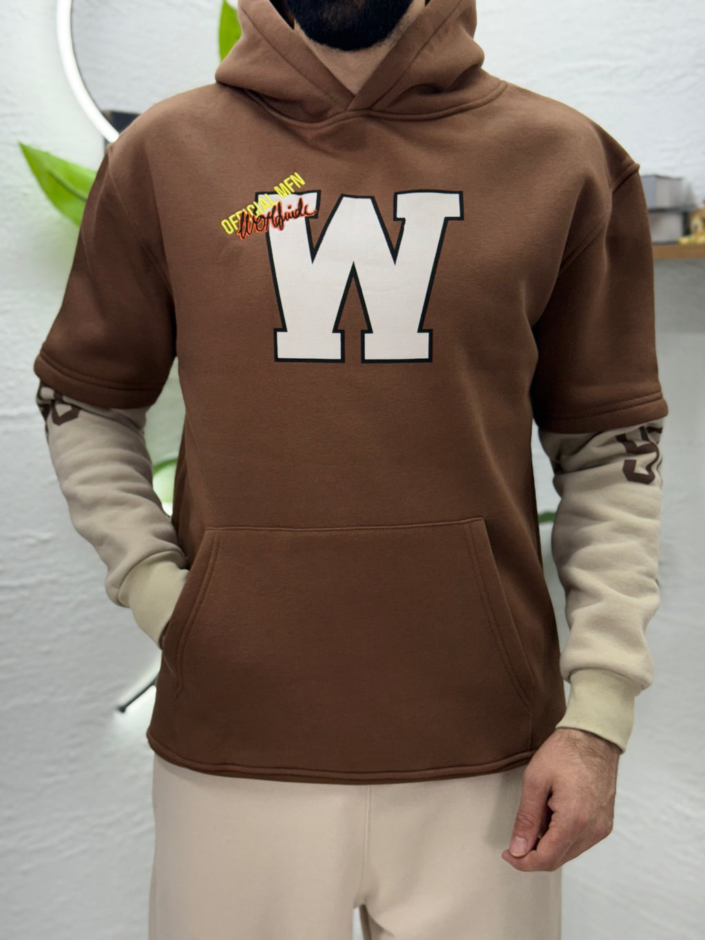 Baskılı ve kolludan tasarımlı Sweet tişört kalıp yarım Oversize