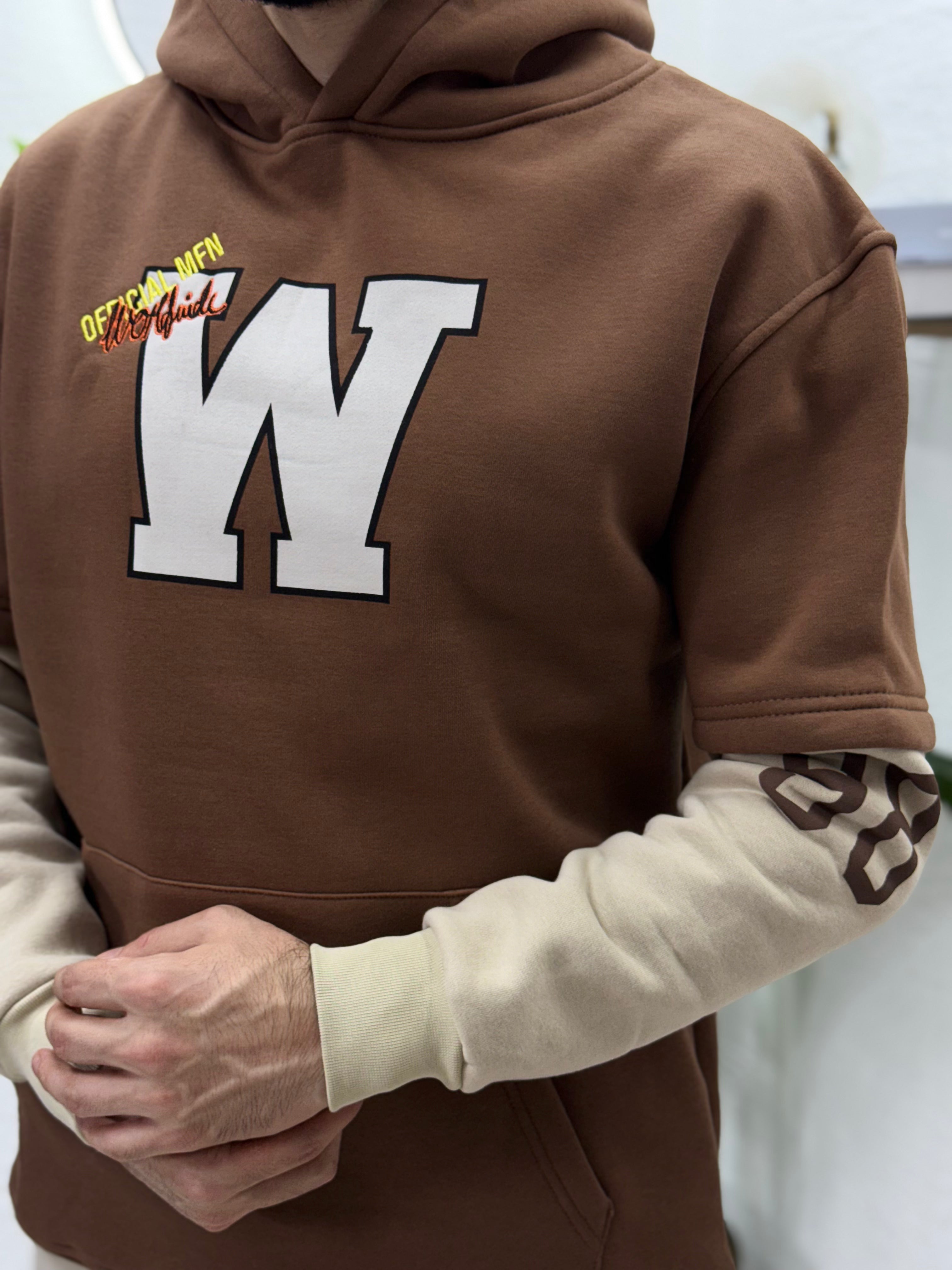 Baskılı ve kolludan tasarımlı Sweet tişört kalıp yarım Oversize