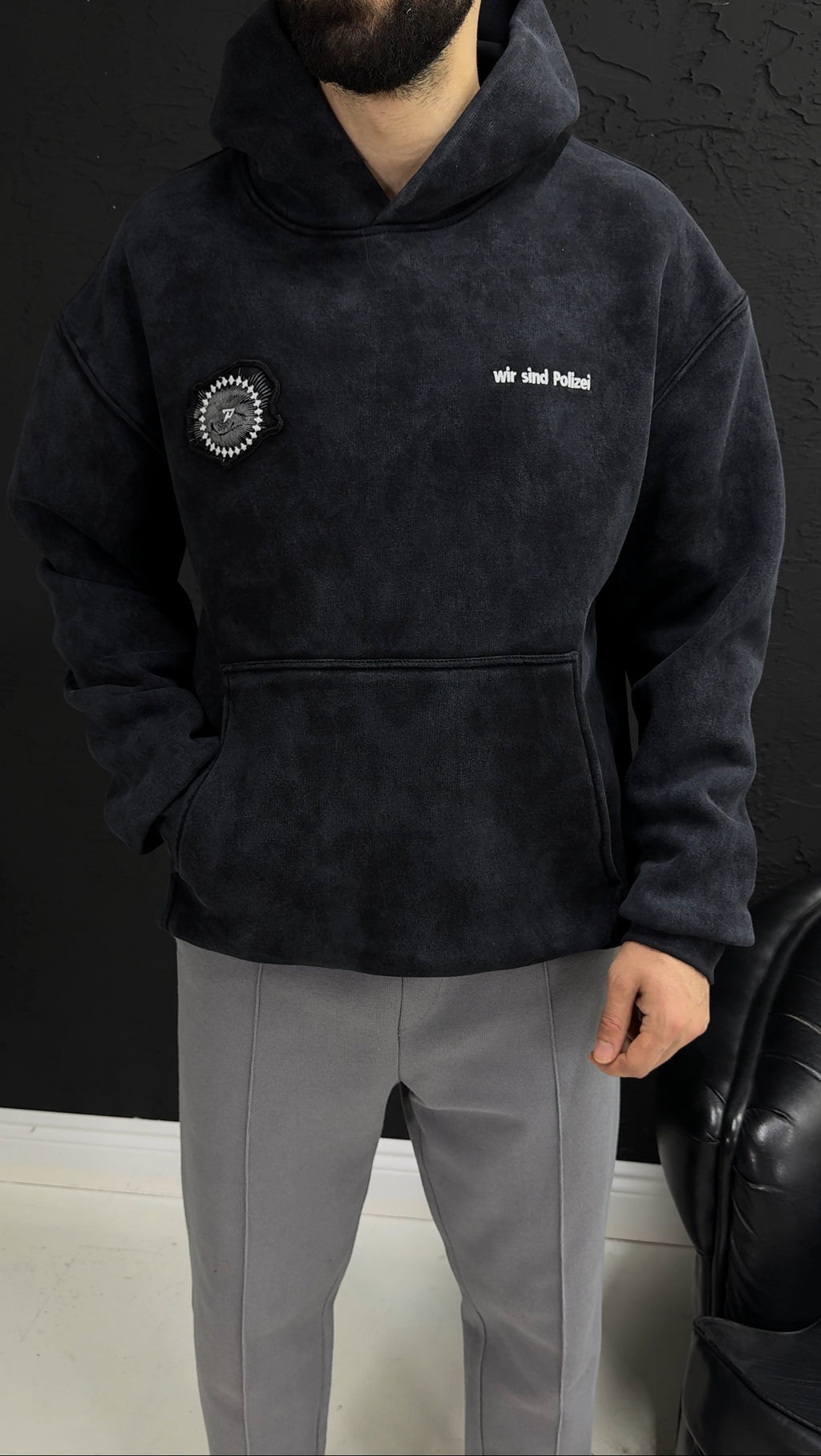 Nakış baskısı sweatshirt kalıp Oversize %100 pamuk yıkamalı kumaş