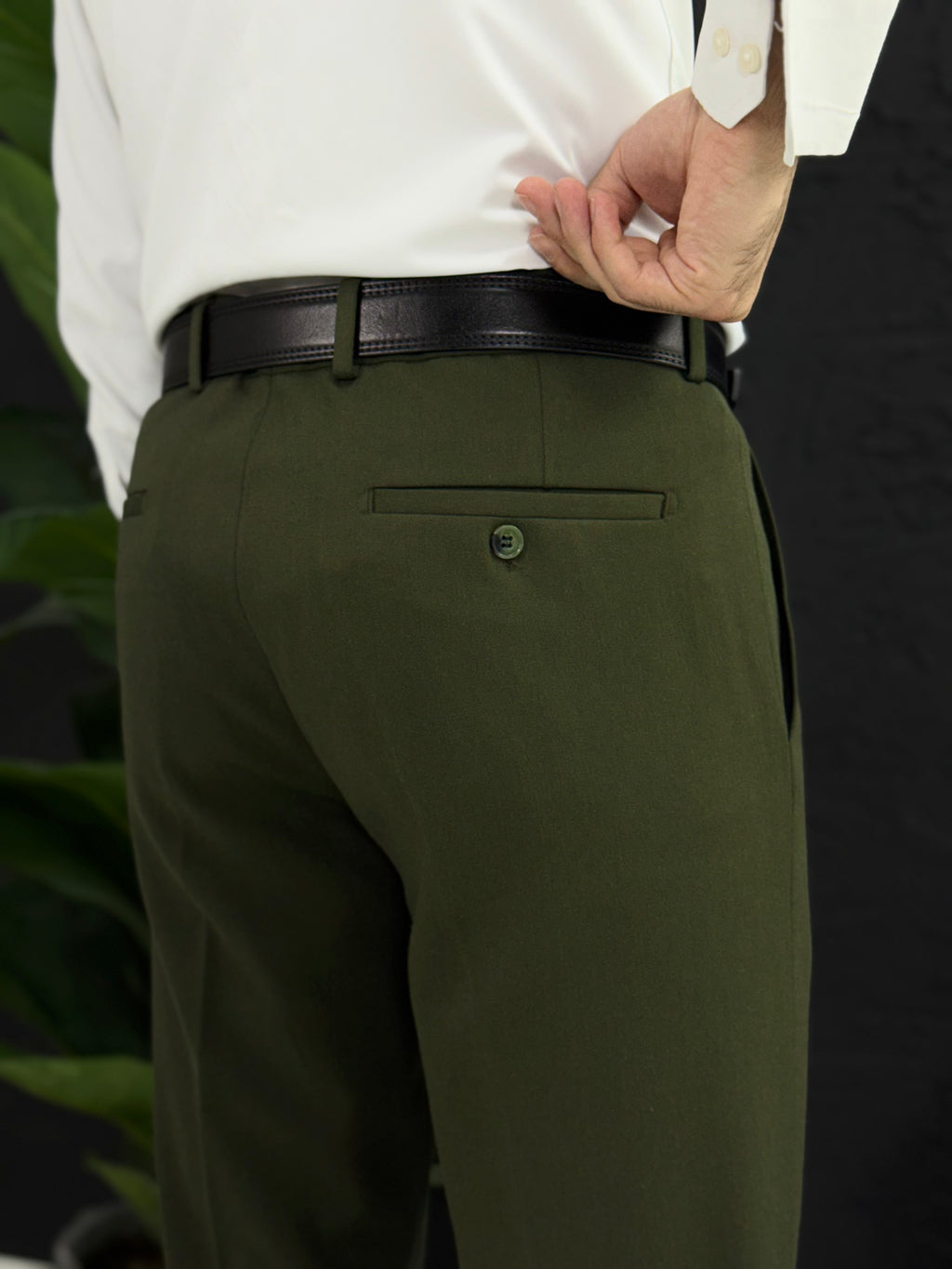 Kemersiz klasik kumaş pantolon kalıp Slim fit