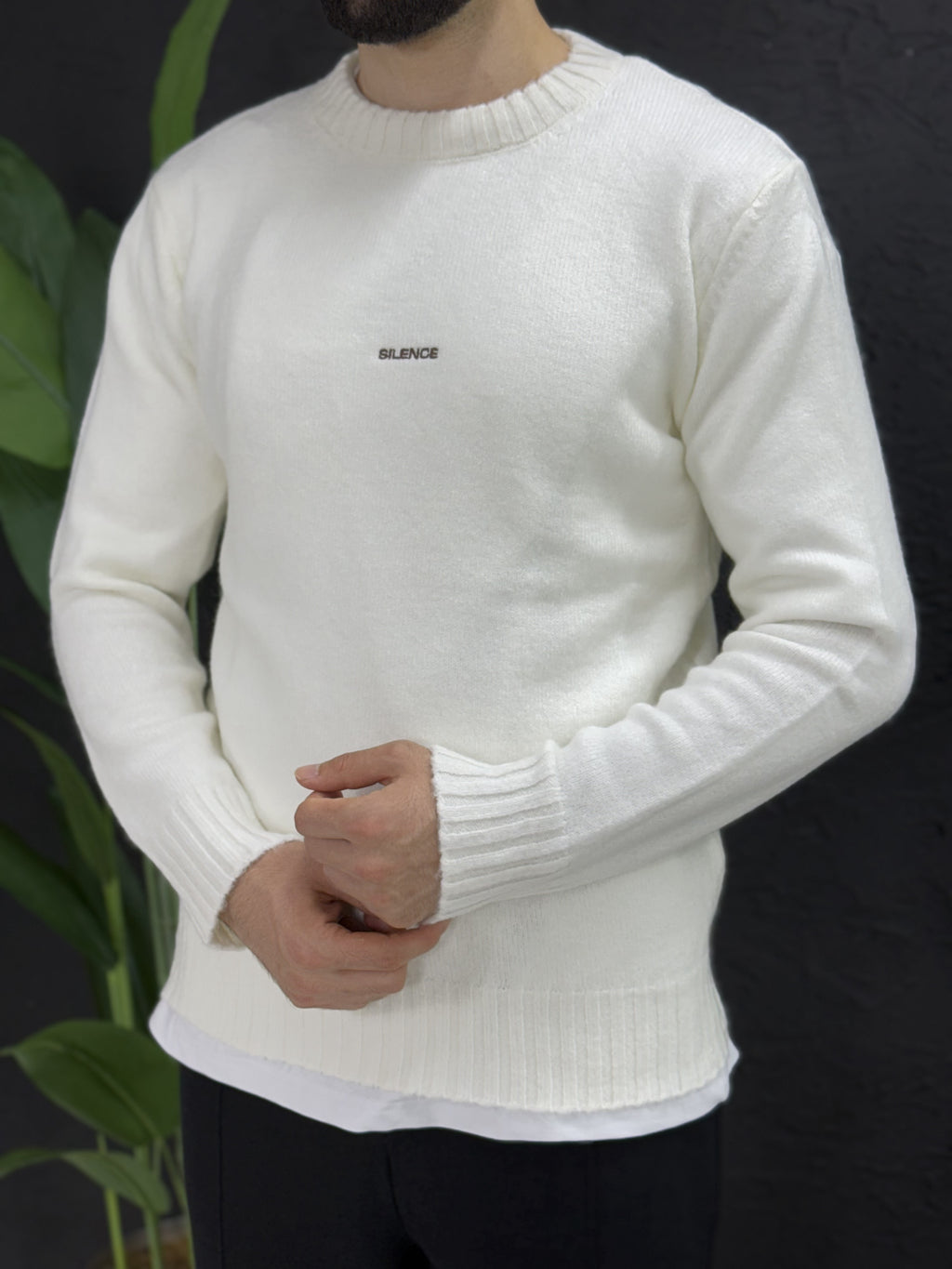 Yoğun kumaş önden baskılı kazak