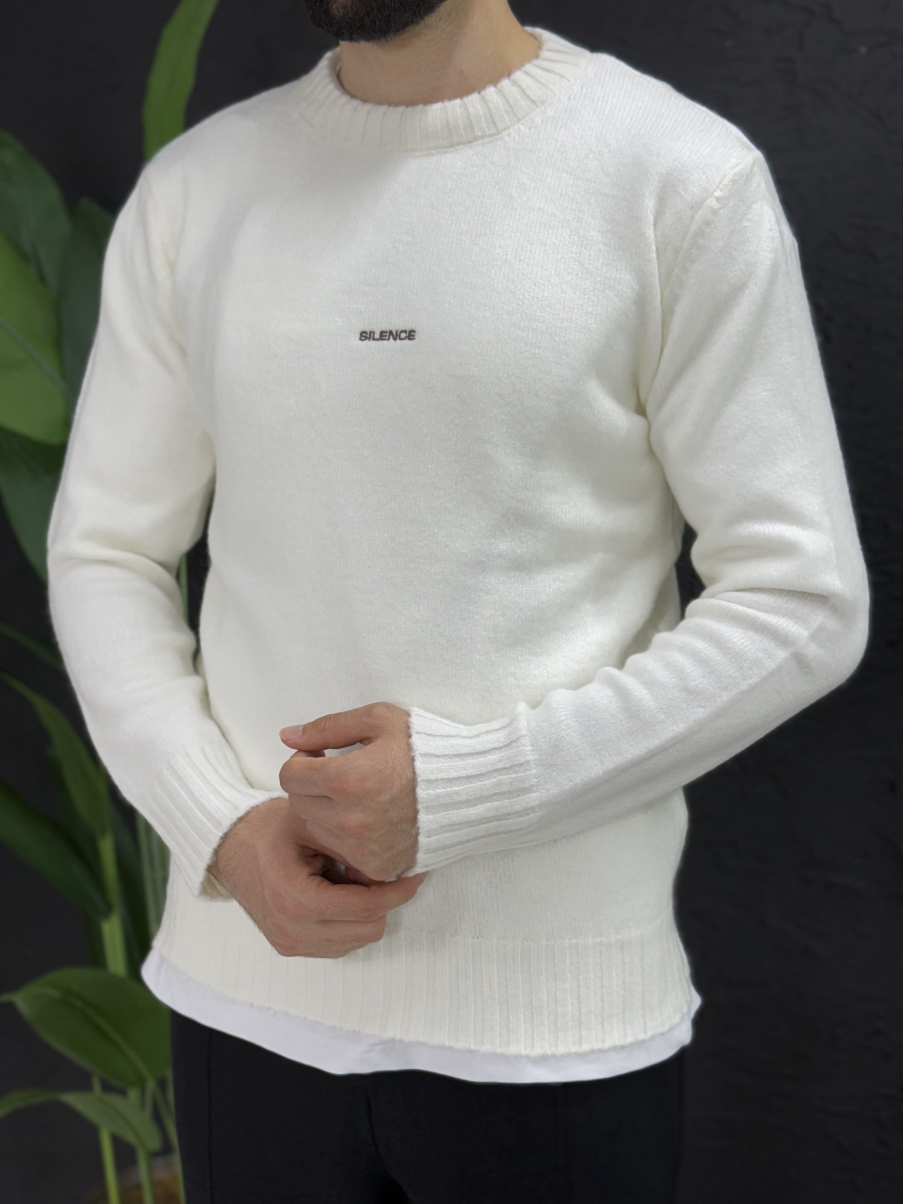 Yoğun kumaş önden baskılı kazak