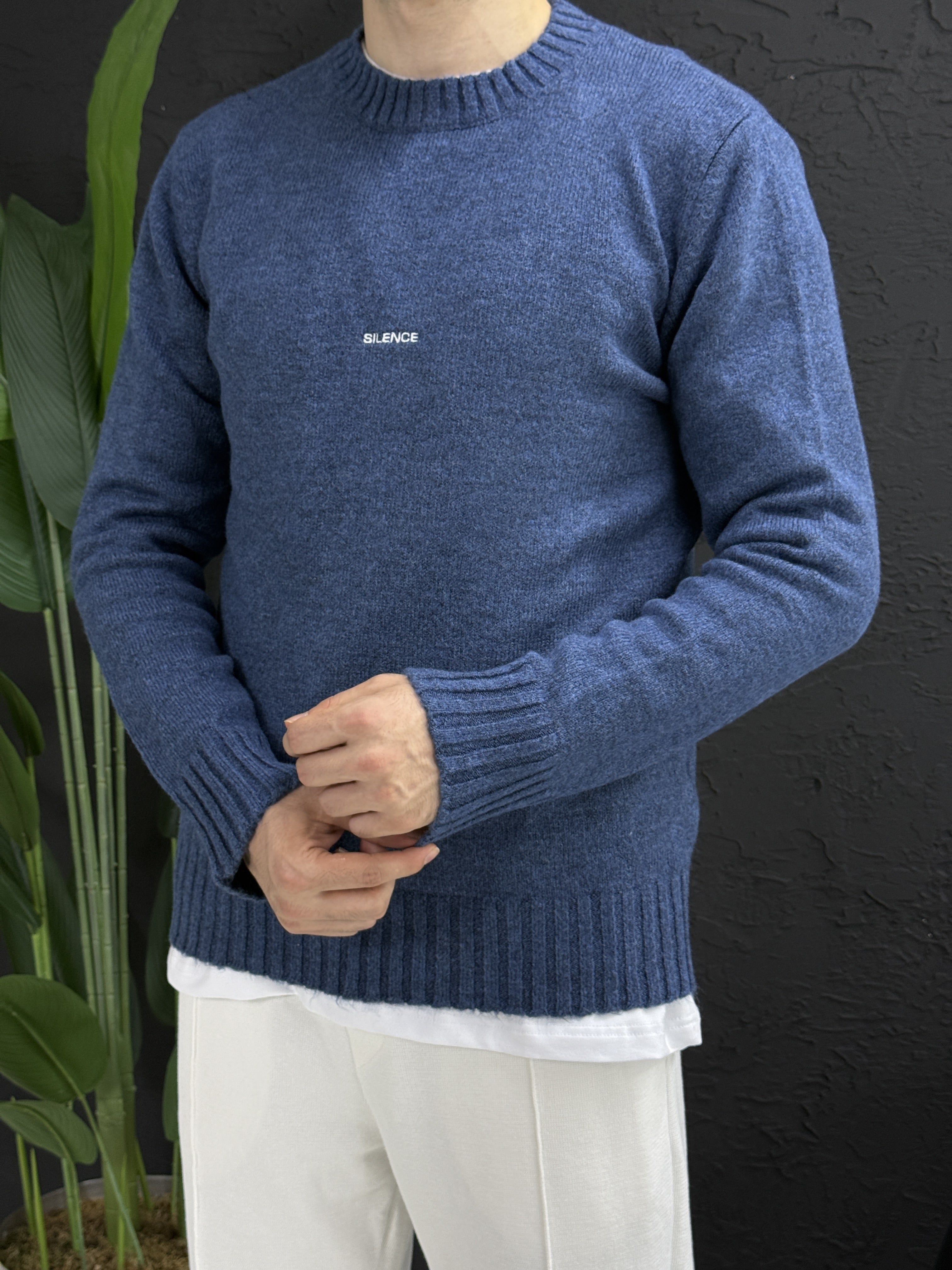 Yoğun kumaş önden baskılı kazak