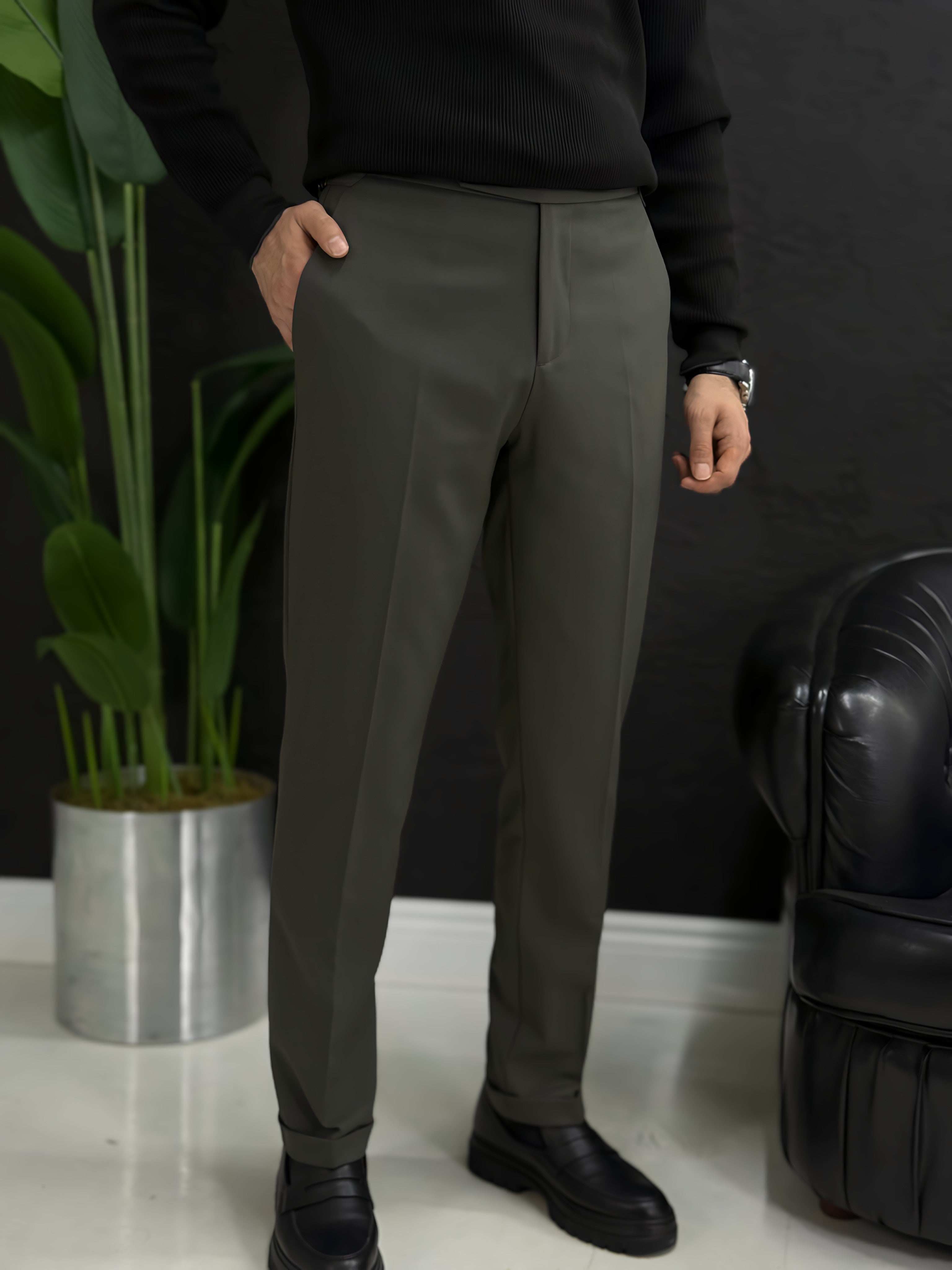 İtalyan kesim kalın kışlık kumaş pantolon kalıp slim fit