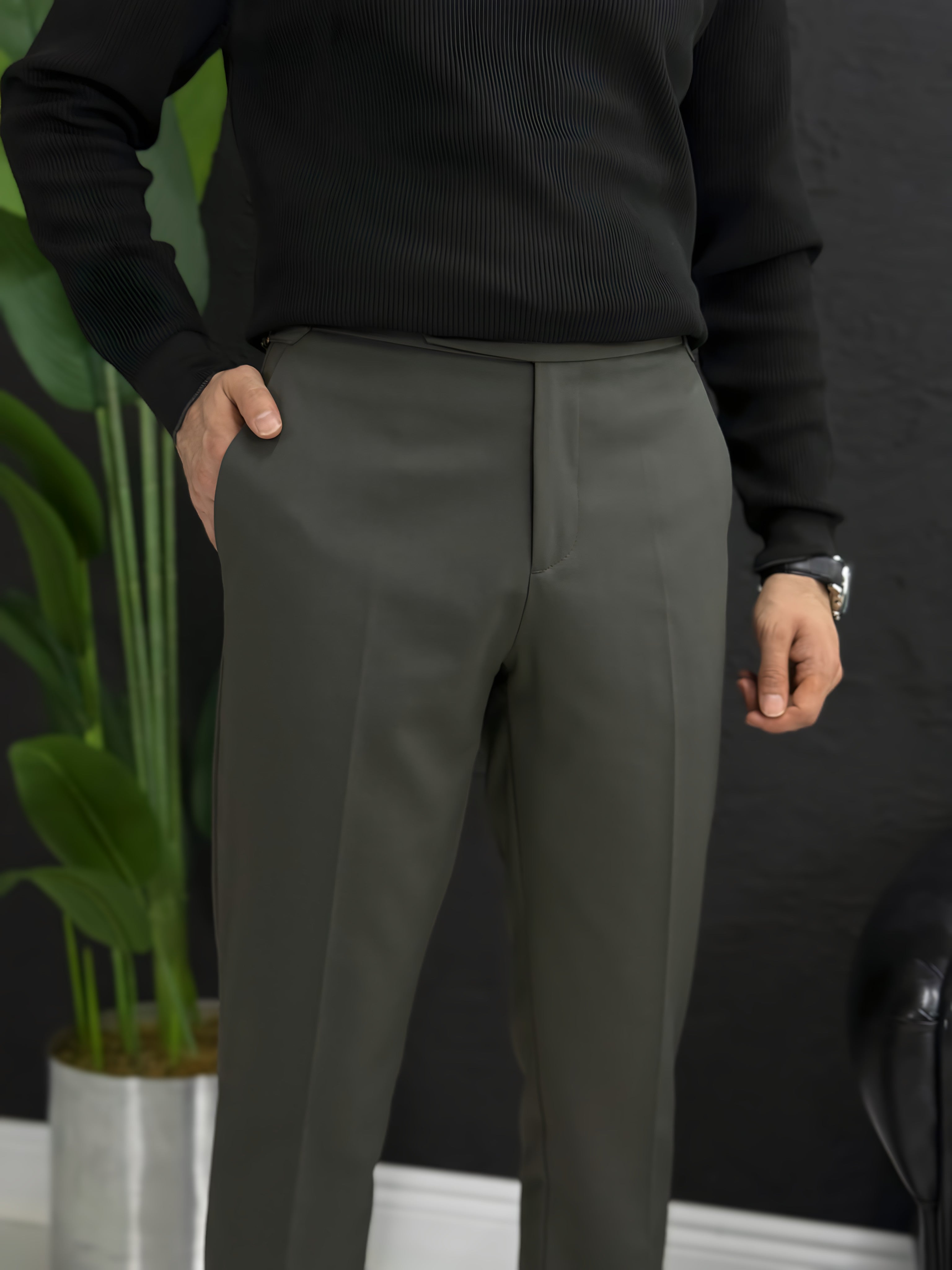 İtalyan kesim kalın kışlık kumaş pantolon kalıp slim fit