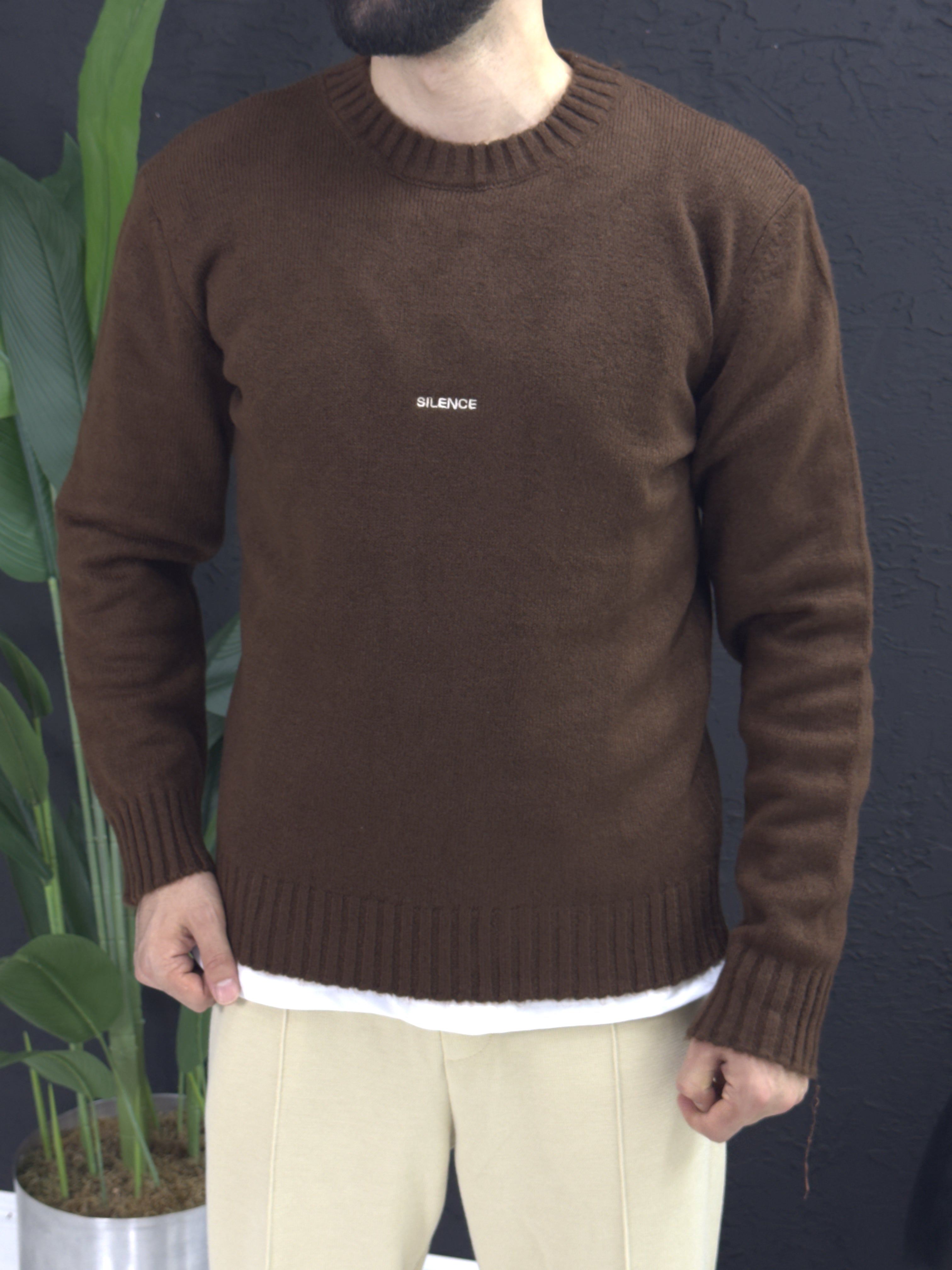 Yoğun kumaş önden baskılı kazak