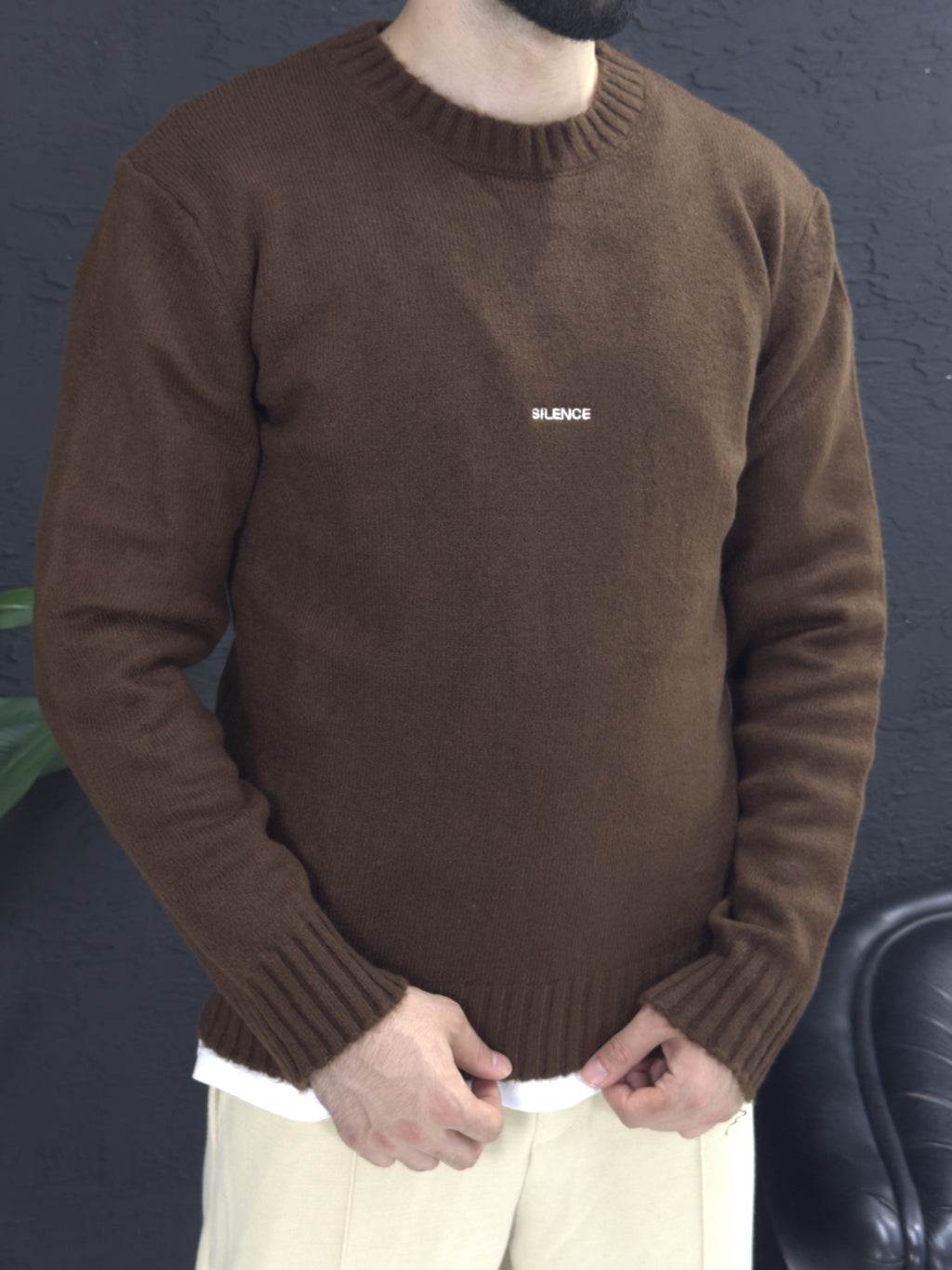 Yoğun kumaş önden baskılı kazak