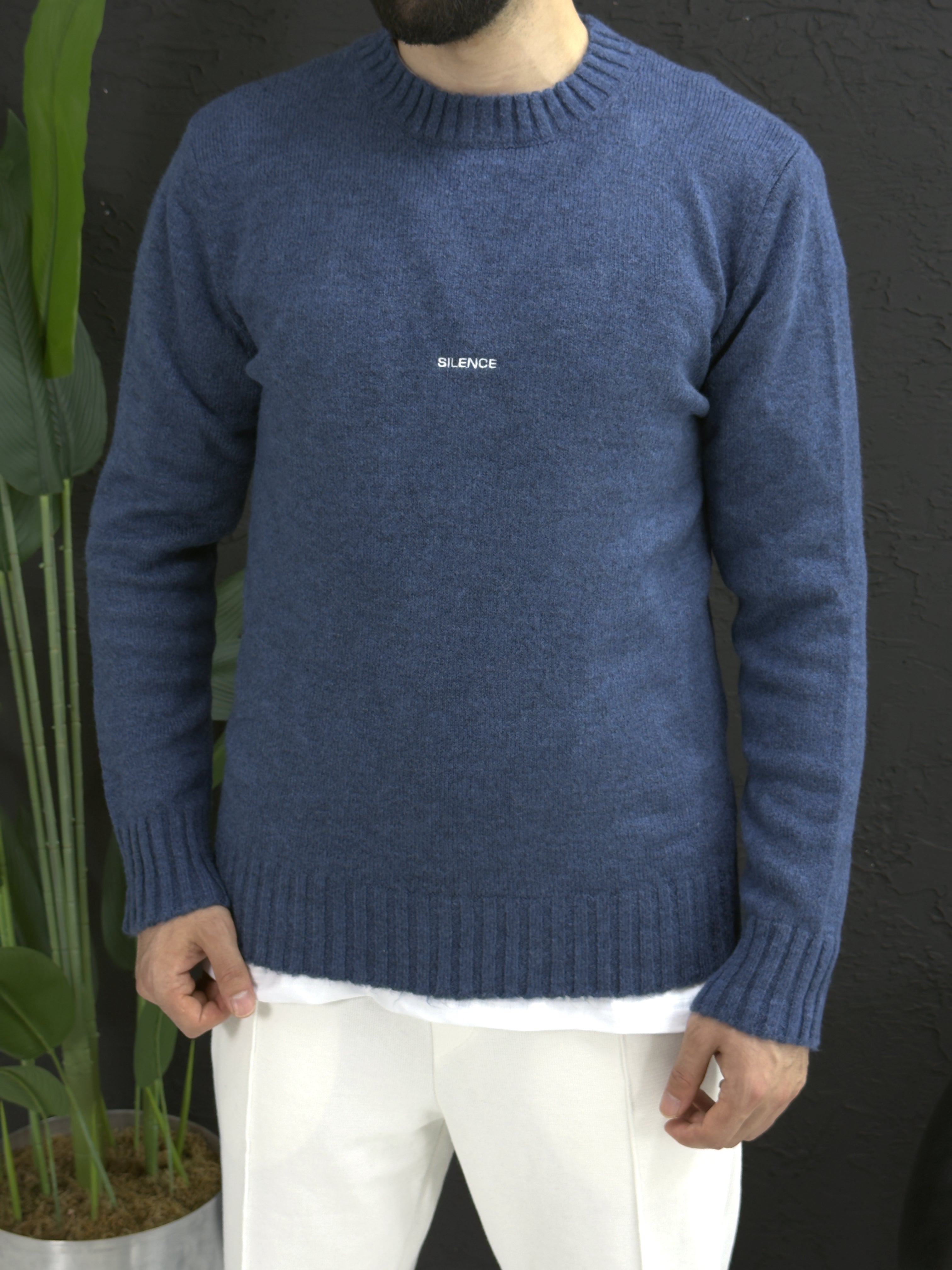 Yoğun kumaş önden baskılı kazak