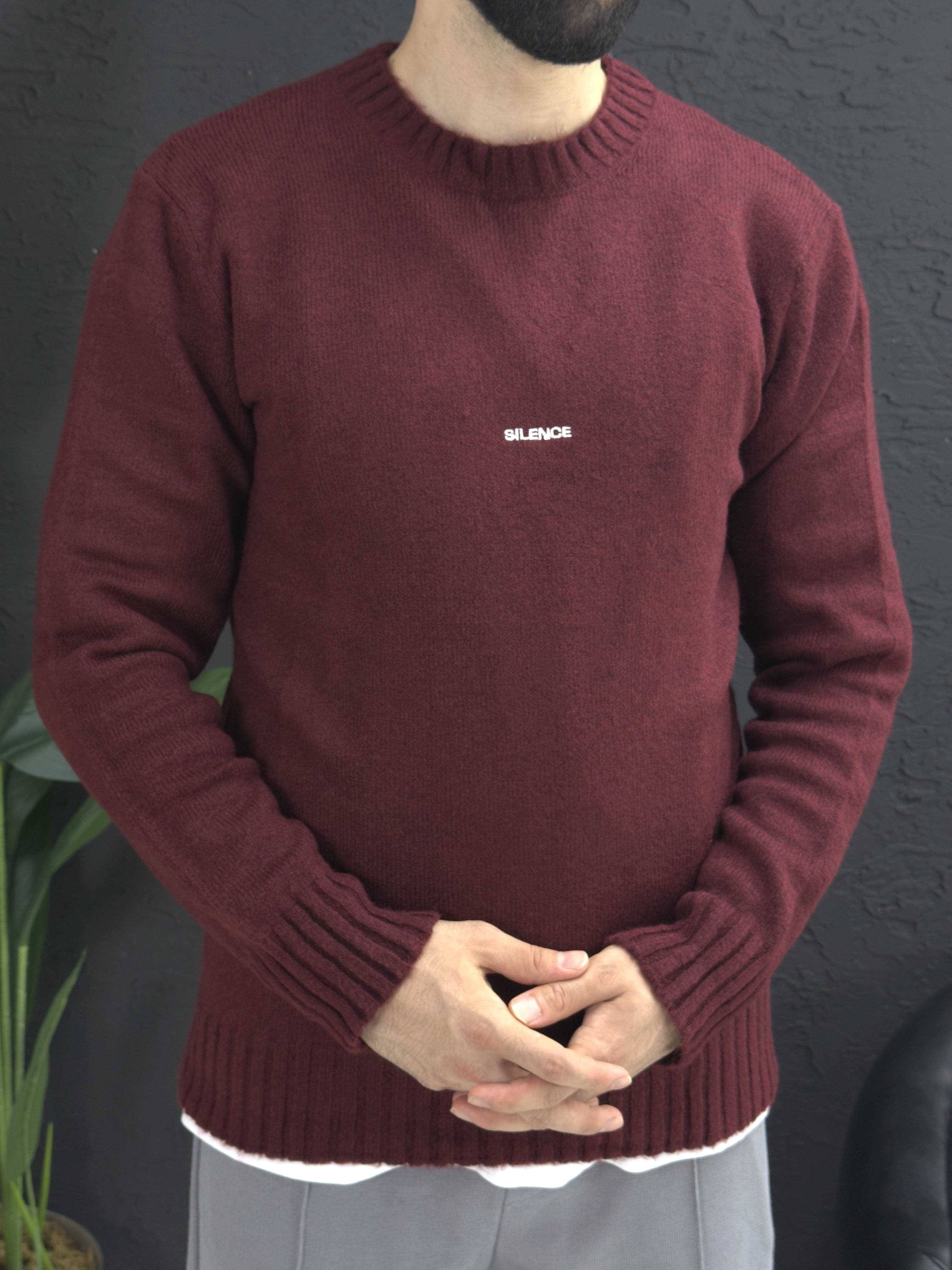 Yoğun kumaş önden baskılı kazak