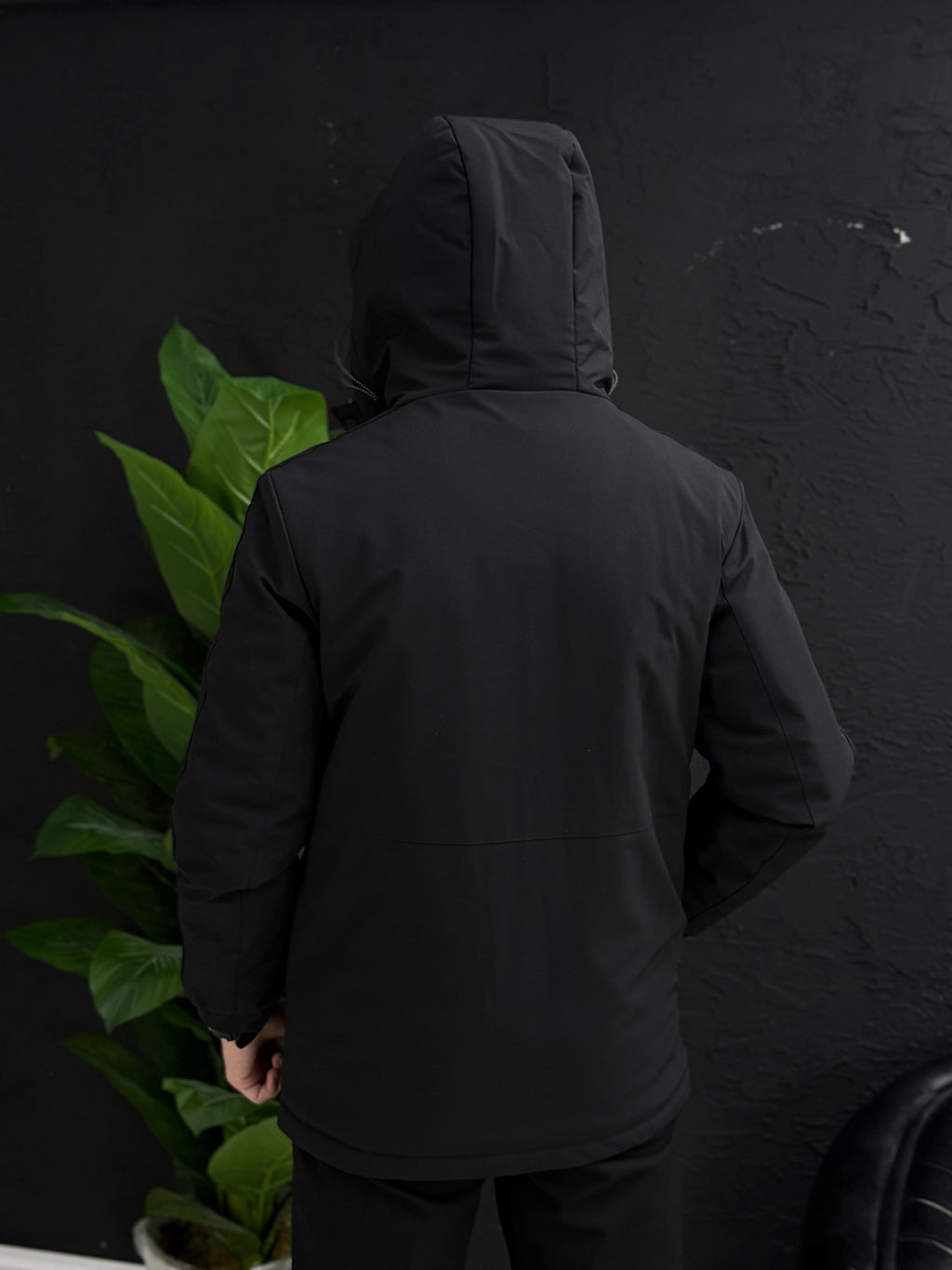 Yağmurlu mont kapşonlu içi full kapitone astar kalıp slim fit