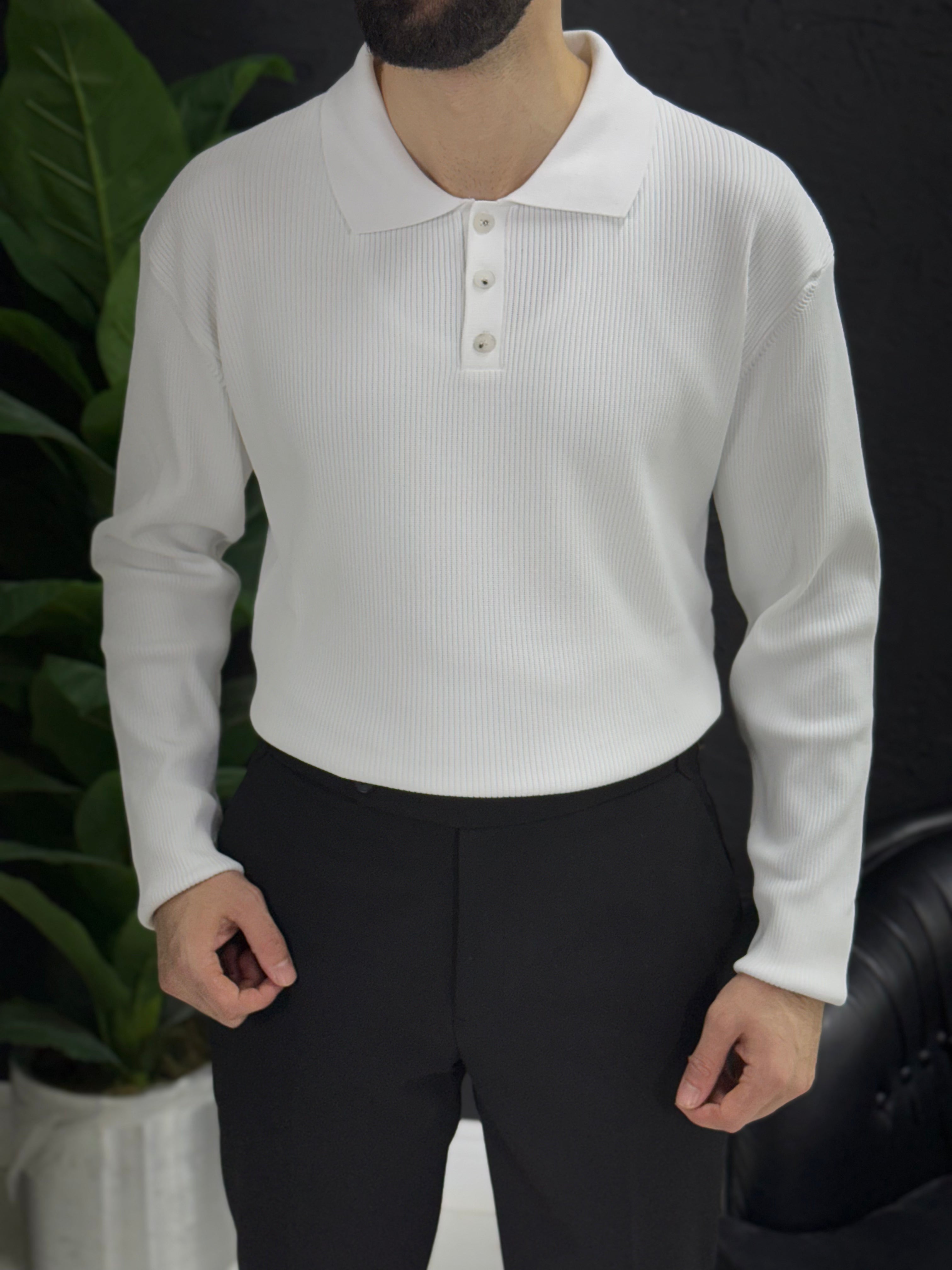 Düğmeli Polo yaka %100 triko kumaş kalıp silin fit