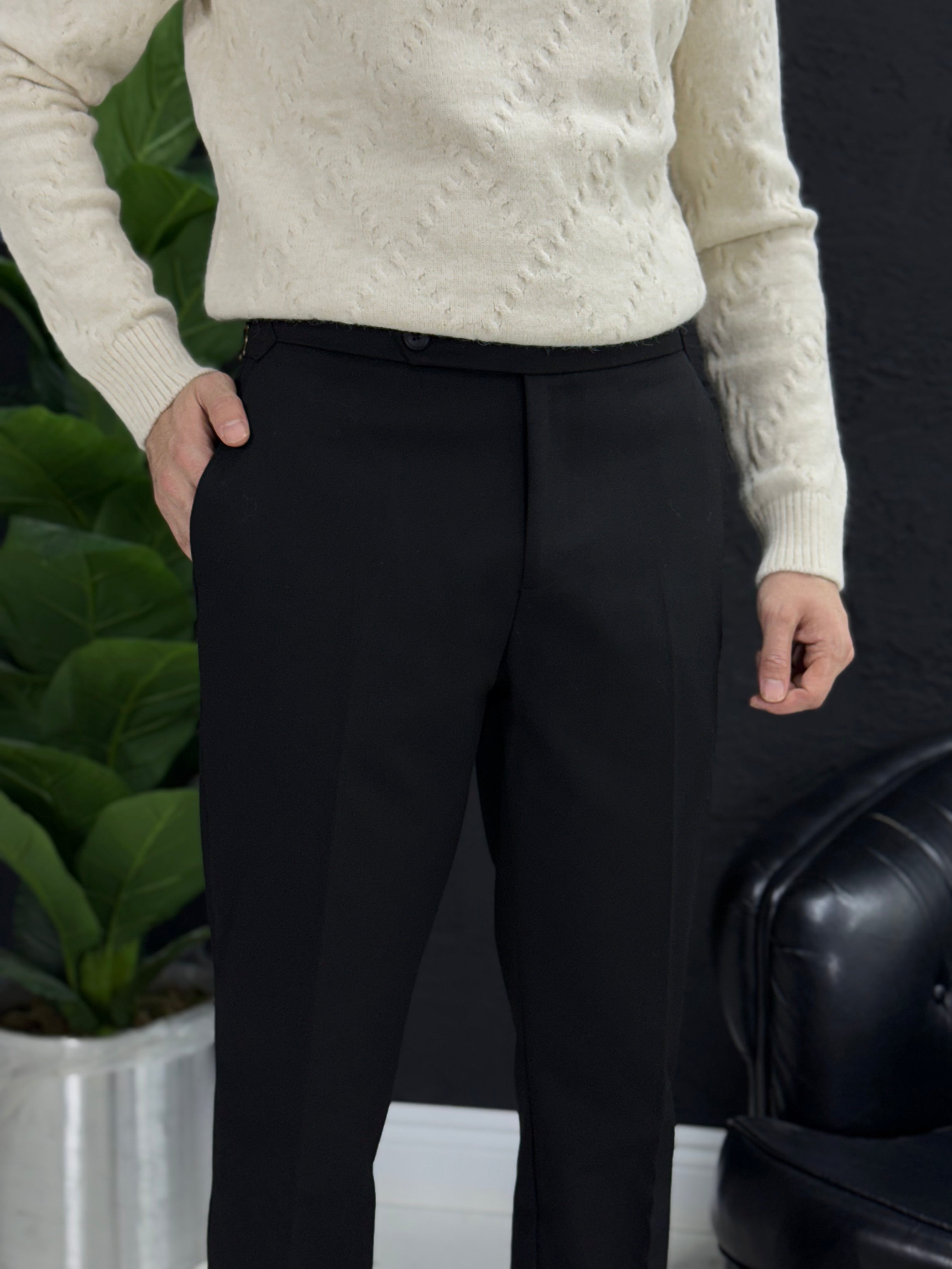 İtalyan kesim kalın kışlık kumaş pantolon kalıp slim fit