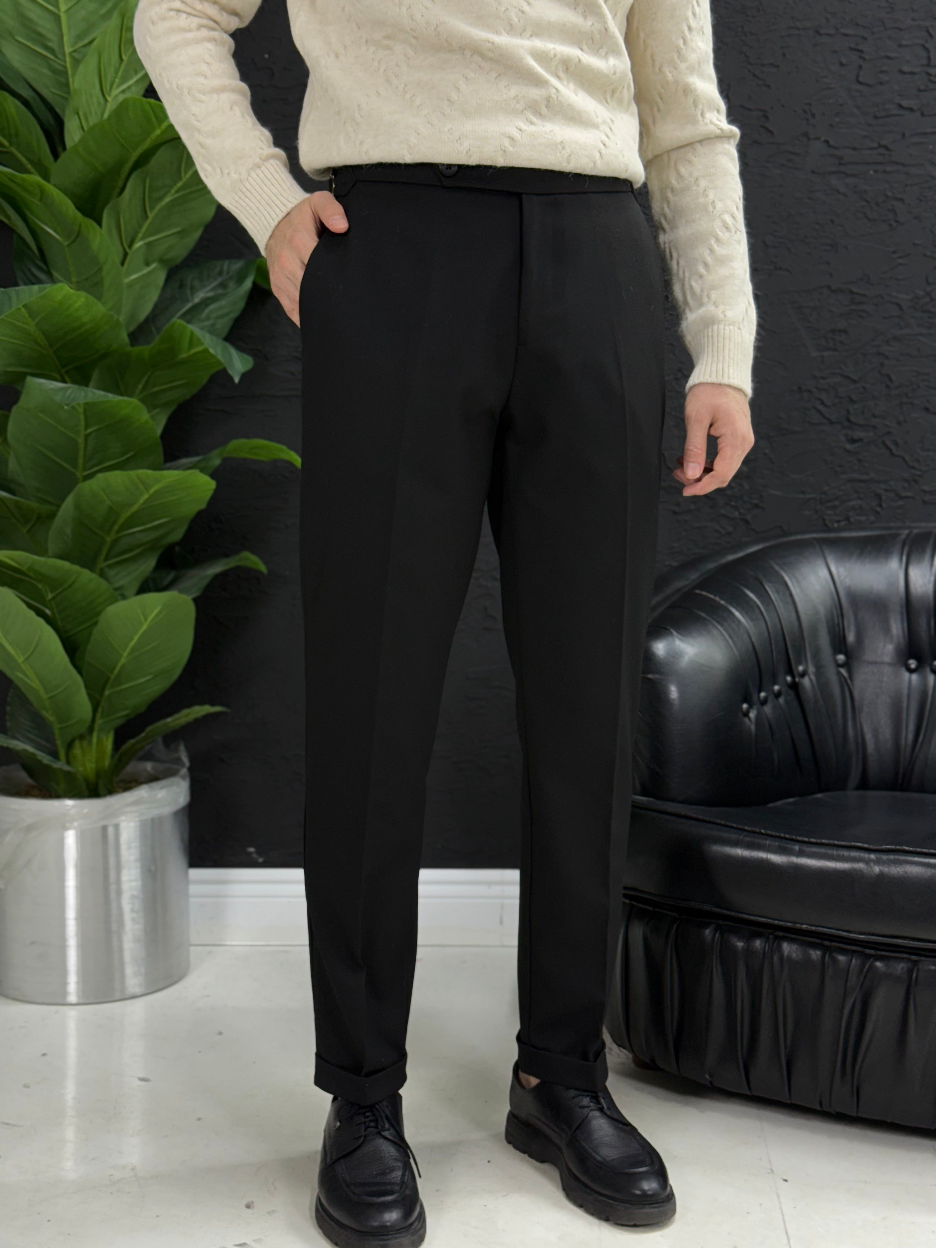 İtalyan kesim kalın kışlık kumaş pantolon kalıp slim fit