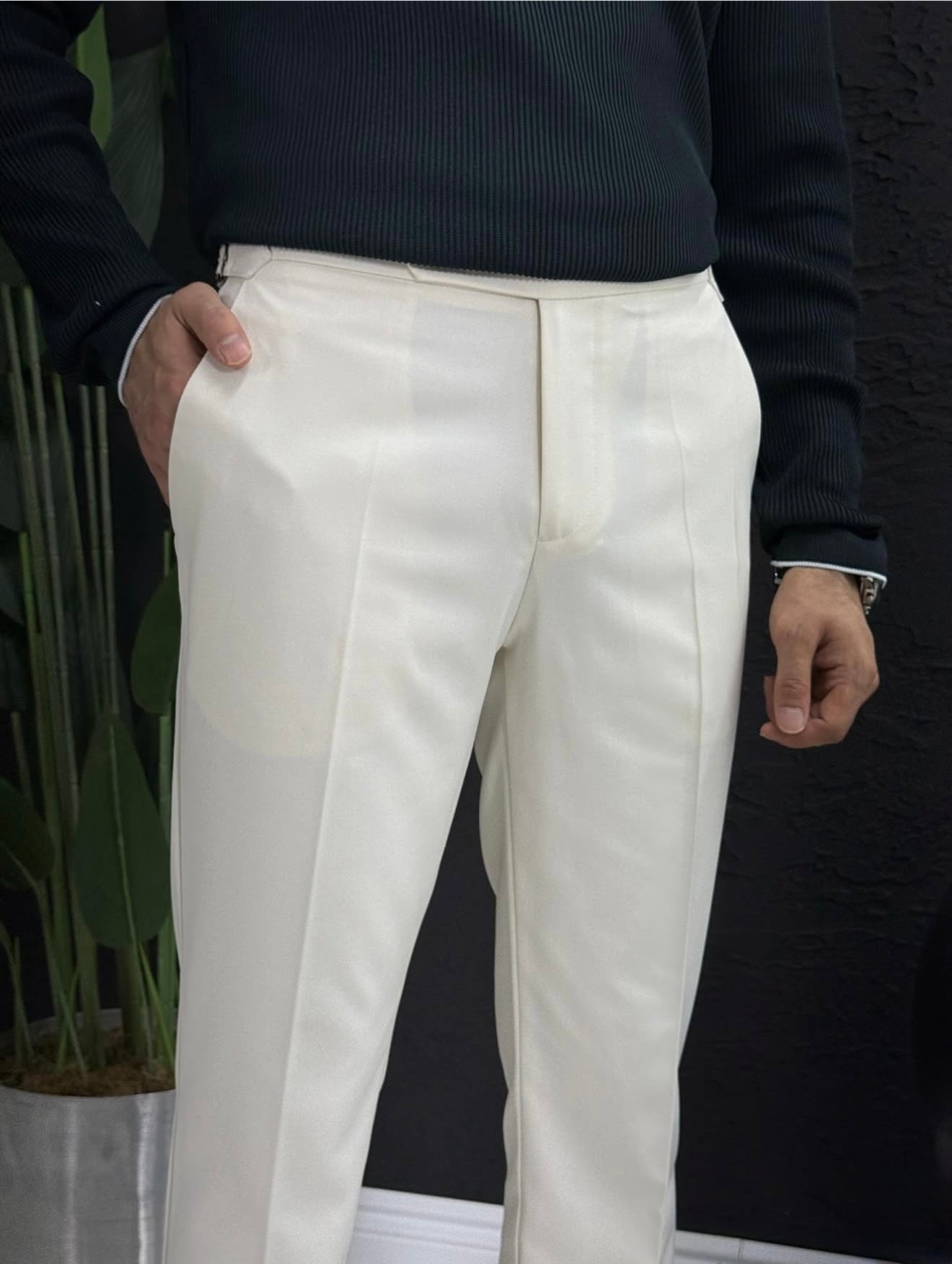 İtalyan kesim kalın kışlık kumaş pantolon kalıp slim fit