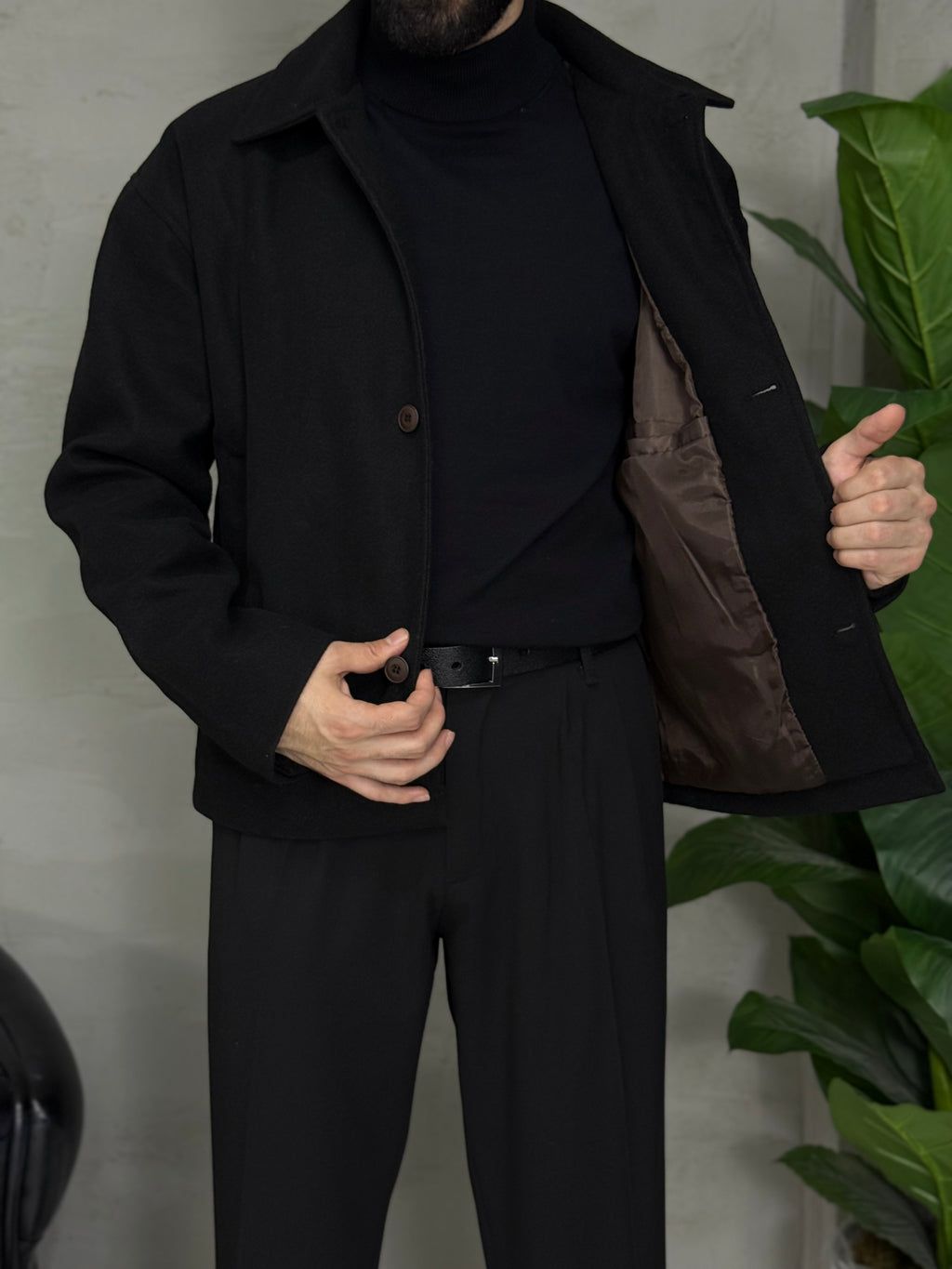 Polo yaka kısa Kaşı ceket düğmeli içi tamamen astarlı