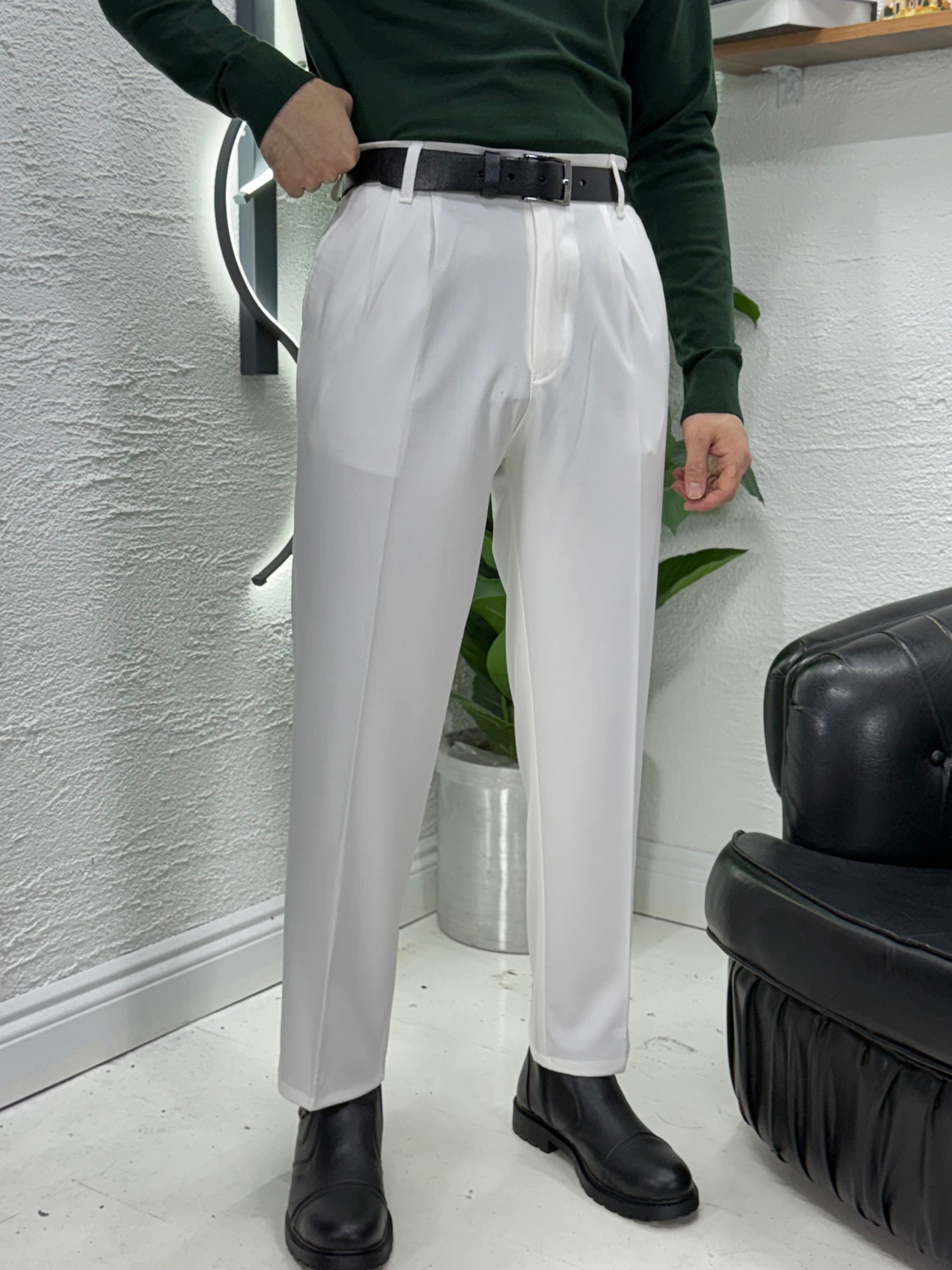 yan cepli Mevsimlik Buggy kumaş pantolon pile detayı