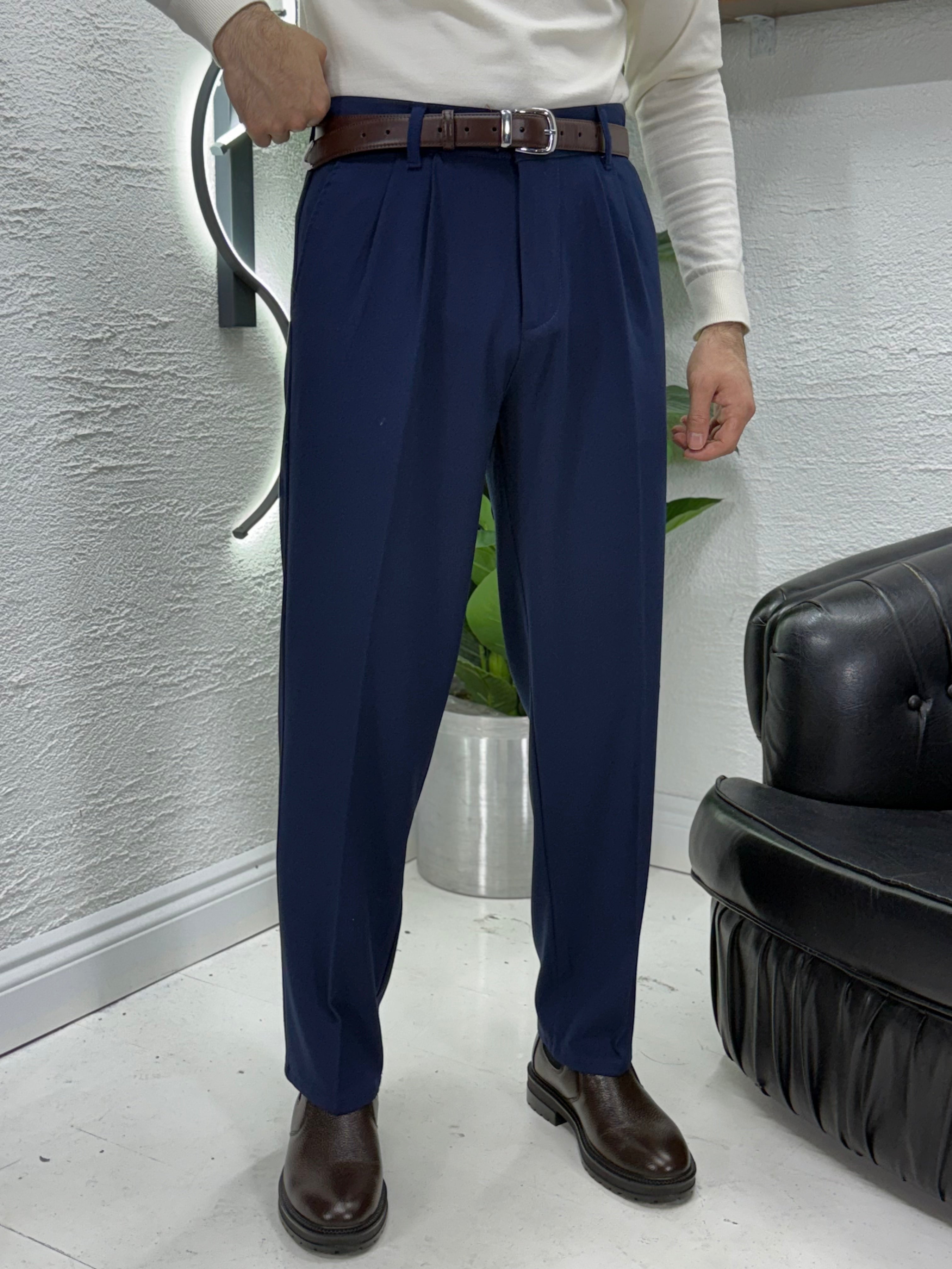 yan cepli Mevsimlik Buggy kumaş pantolon pile detayı