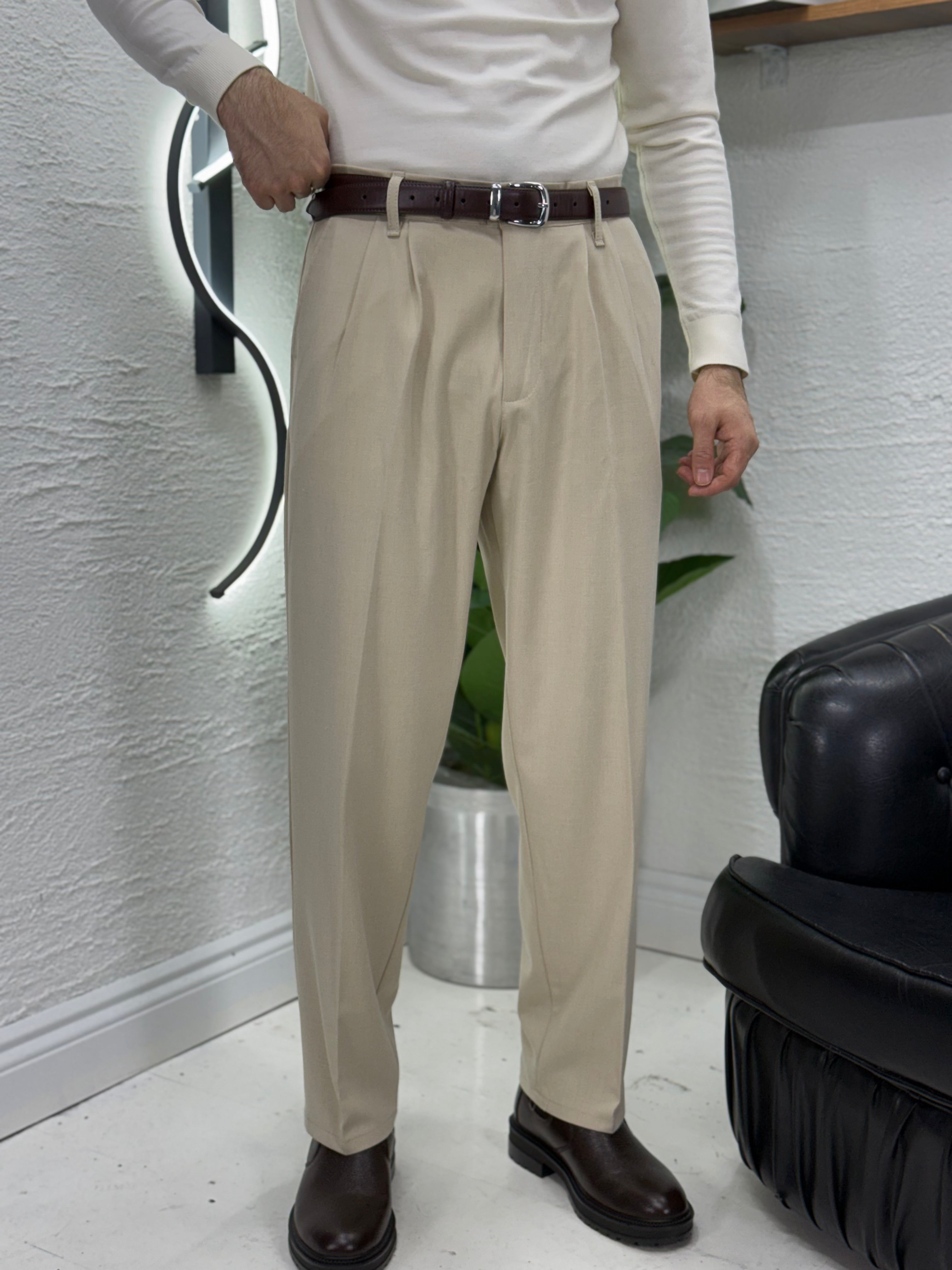 yan cepli Mevsimlik Buggy kumaş pantolon pile detayı