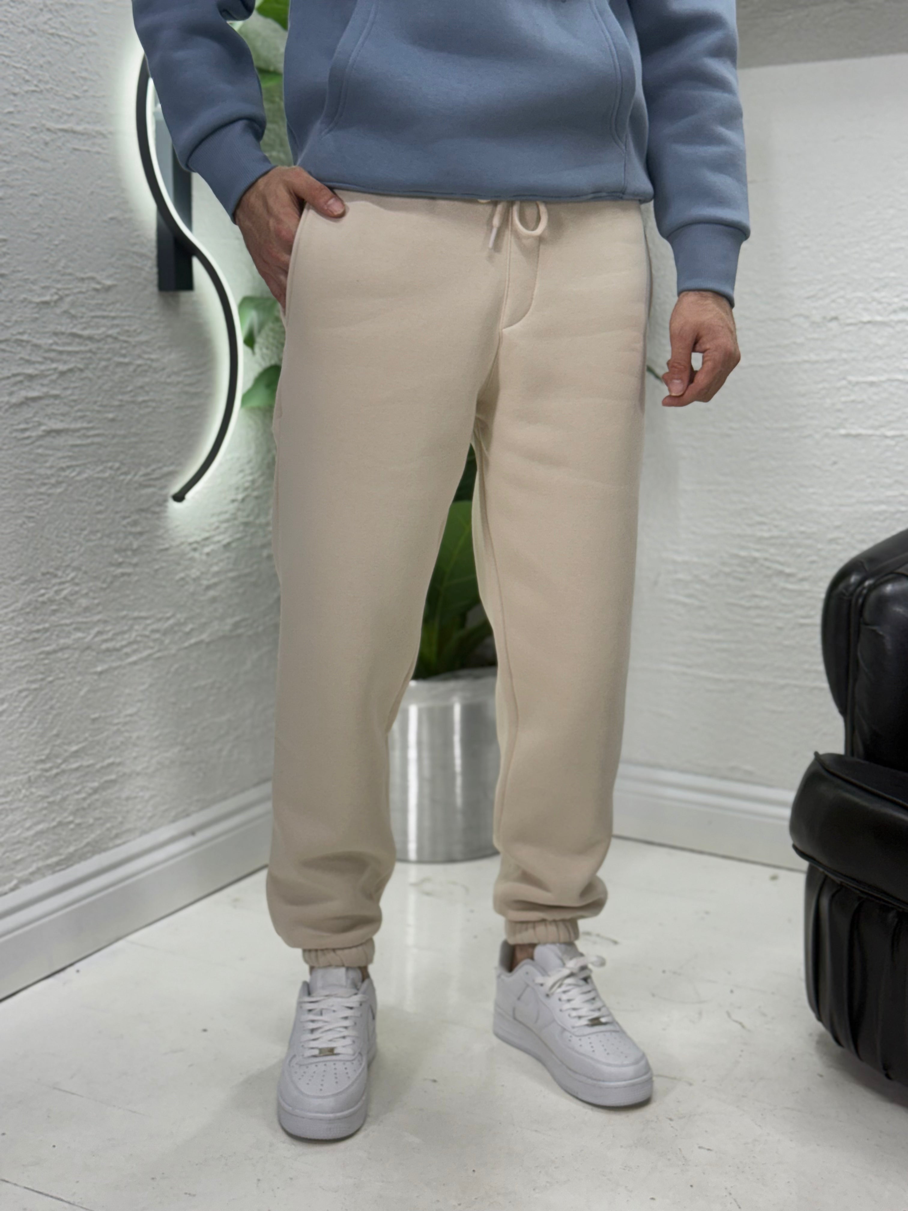 %100 pamuk üç iplik Şardonlu pantolon paçası lastikli