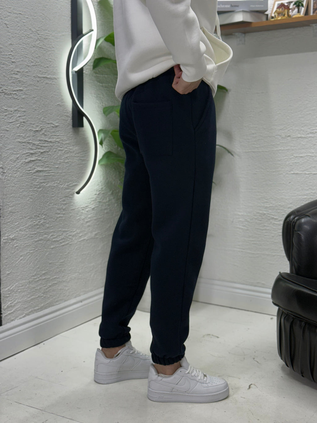 %100 pamuk üç iplik Şardonlu pantolon paçası lastikli