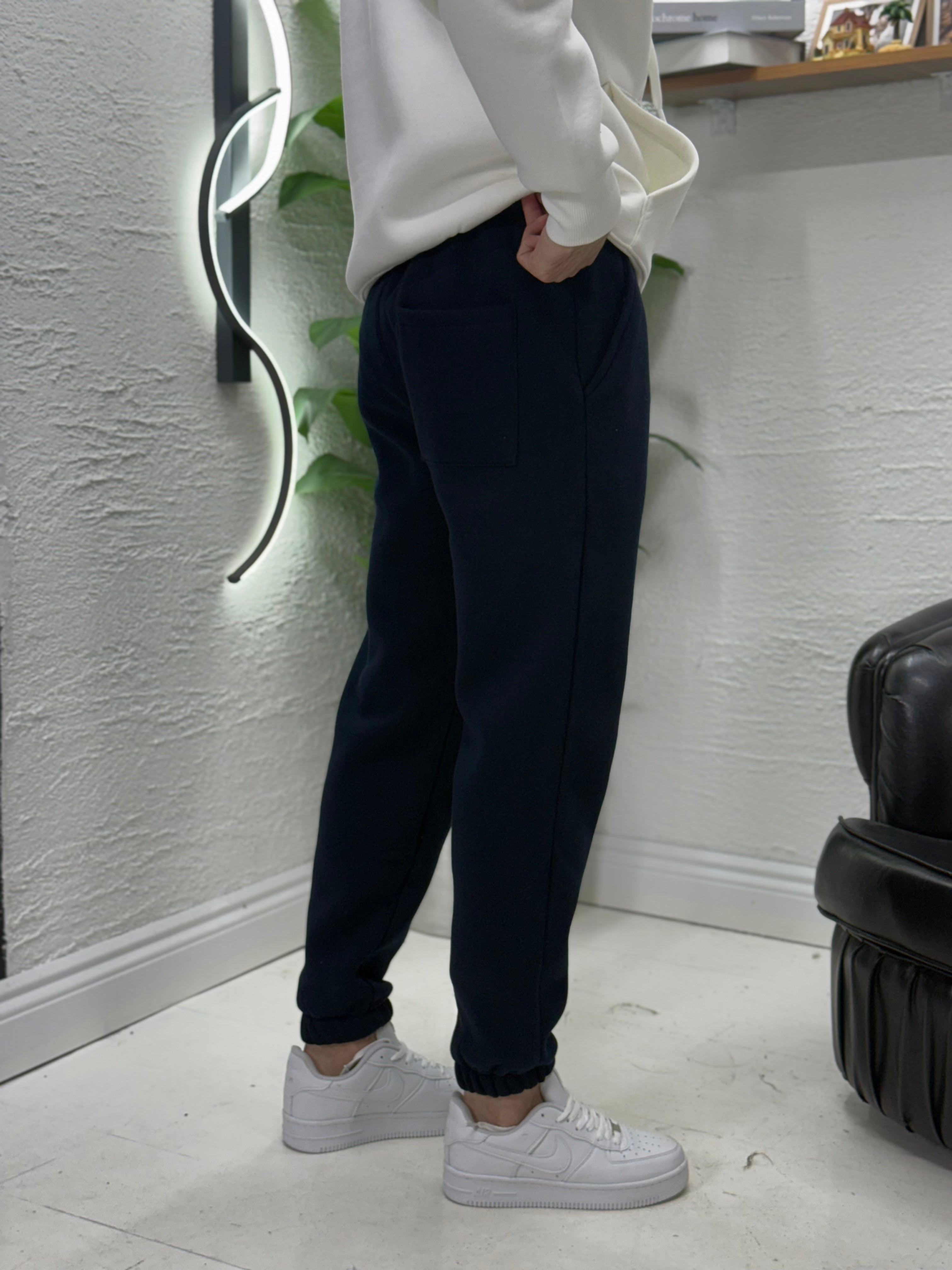 %100 pamuk üç iplik Şardonlu pantolon paçası lastikli