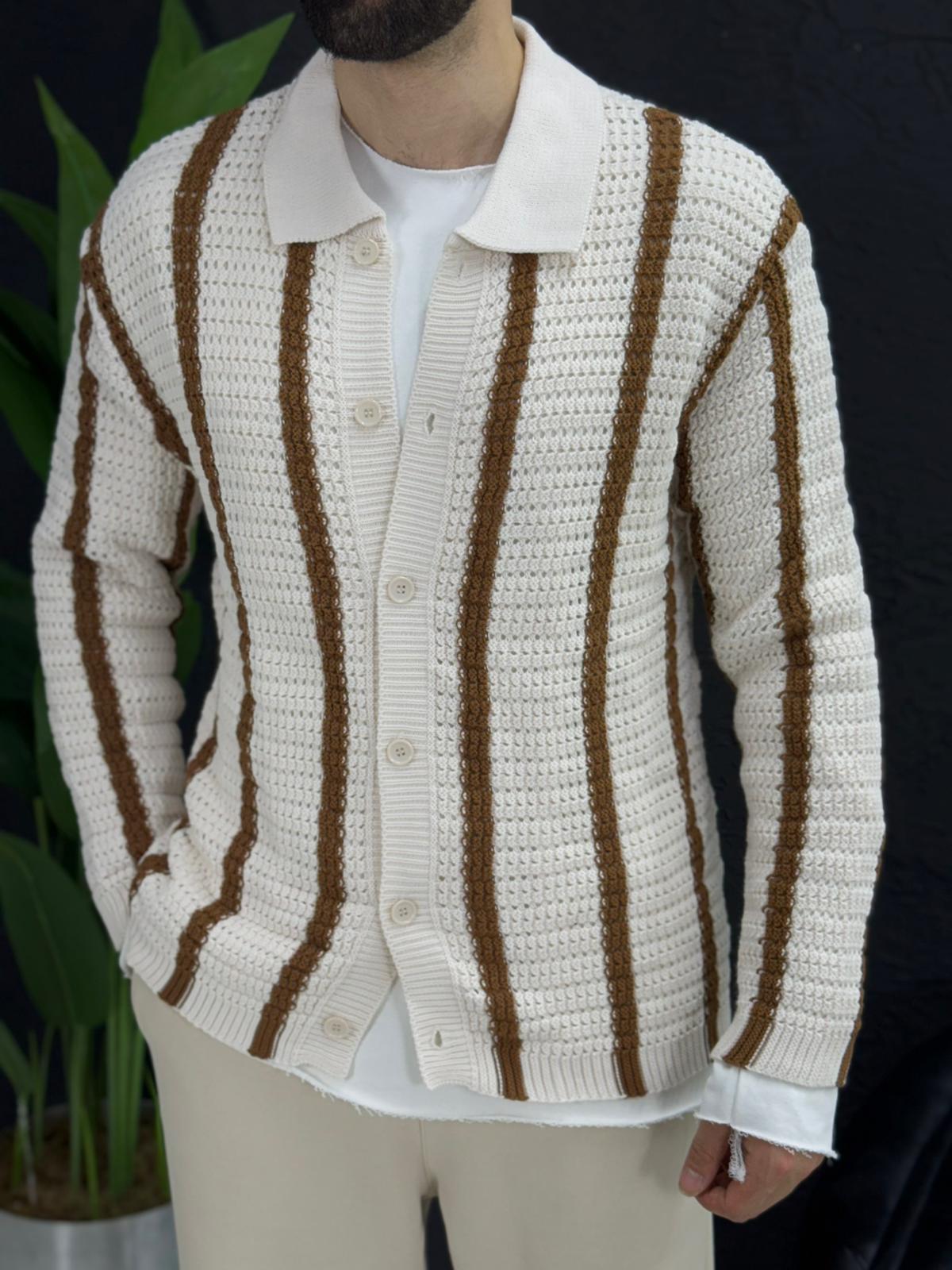 Delikli kışlık gömlek çizgi detaylı kalıp yarım  Oversize