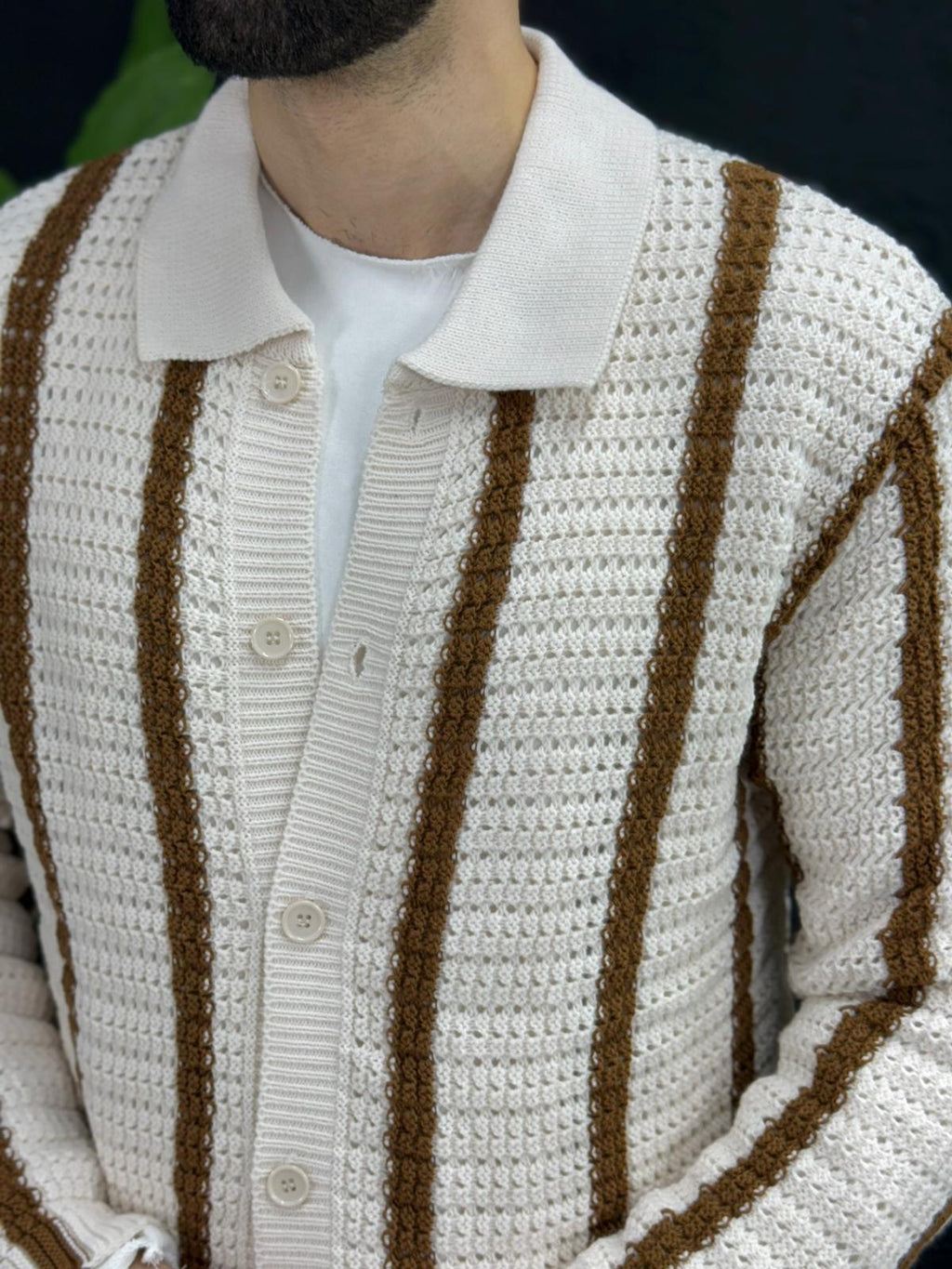 Delikli kışlık gömlek çizgi detaylı kalıp yarım  Oversize