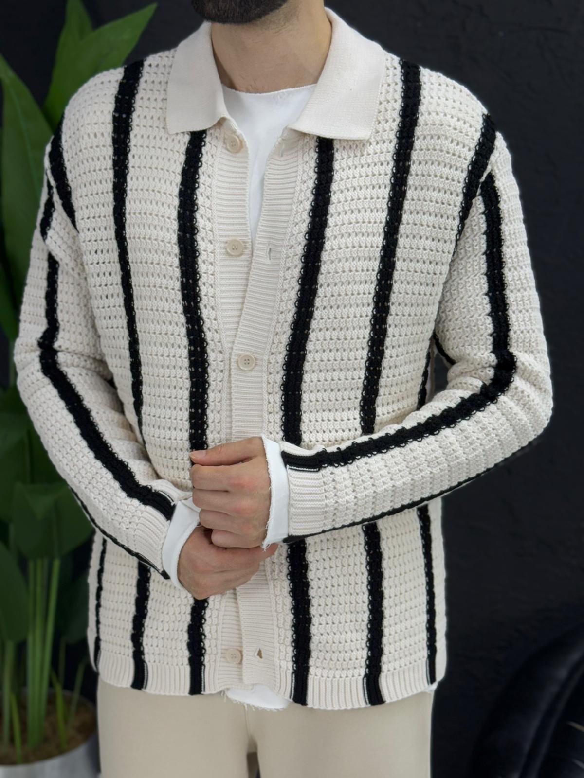 Delikli kışlık gömlek çizgi detaylı kalıp yarım  Oversize