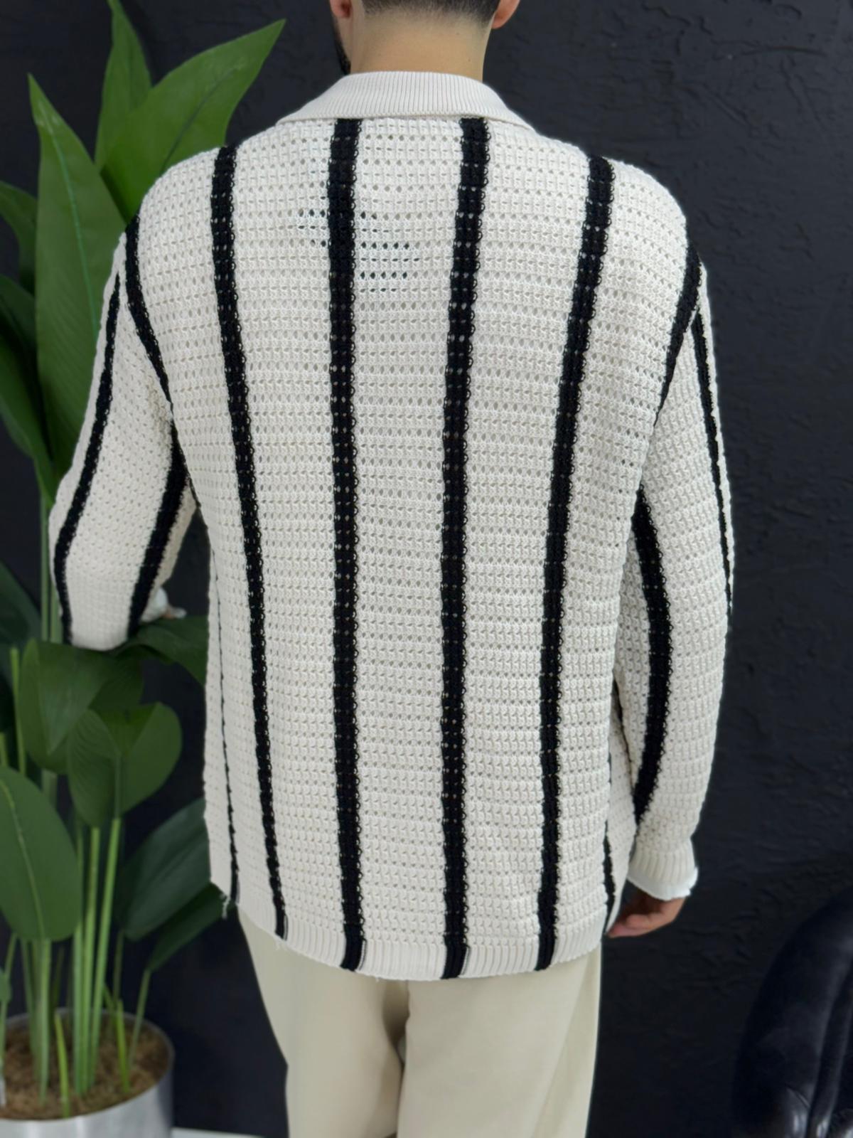 Delikli kışlık gömlek çizgi detaylı kalıp yarım  Oversize