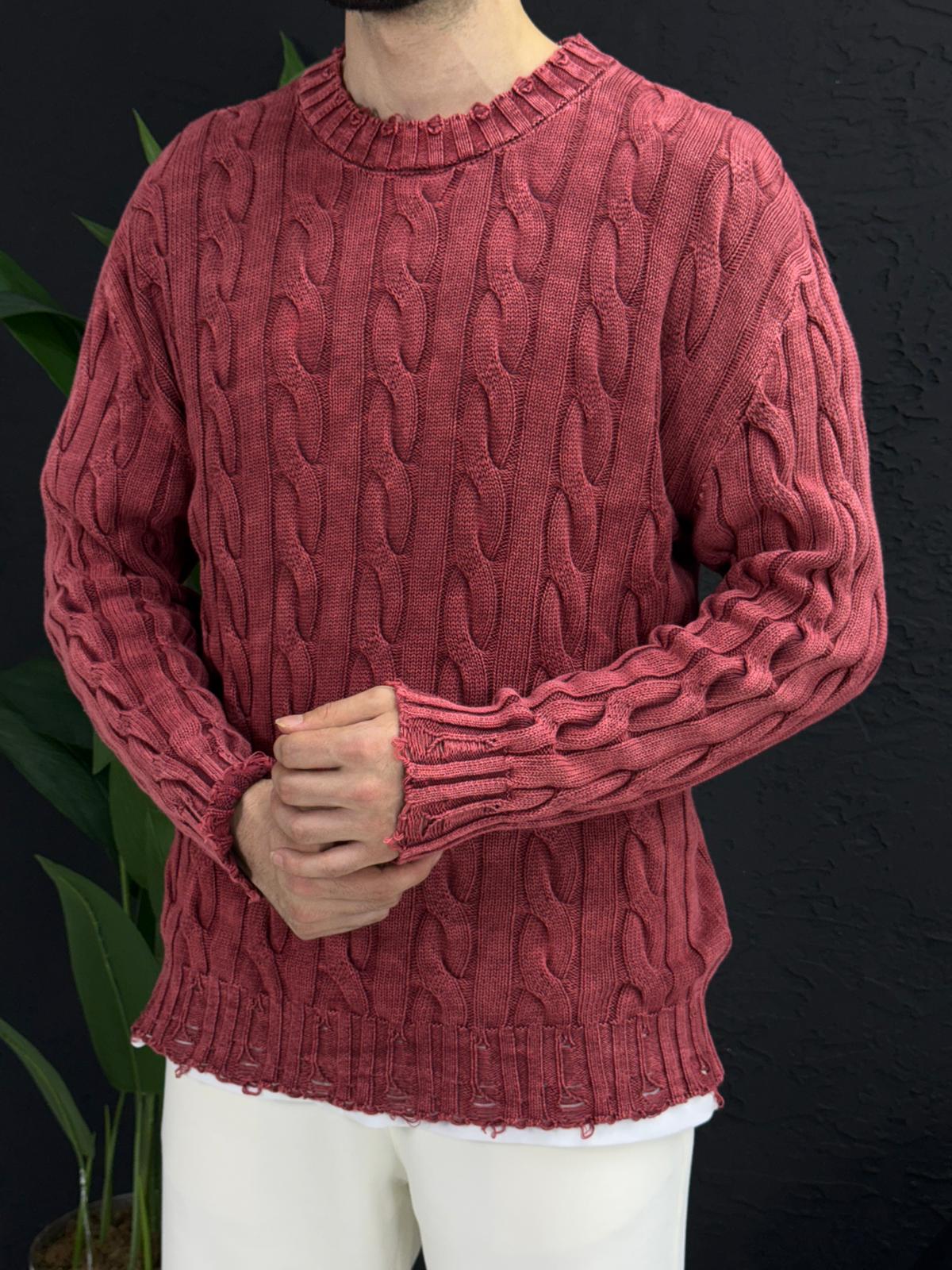 Yıkamalı kumaş kazak %100 triko yırtmac detayı kalıp Oversize