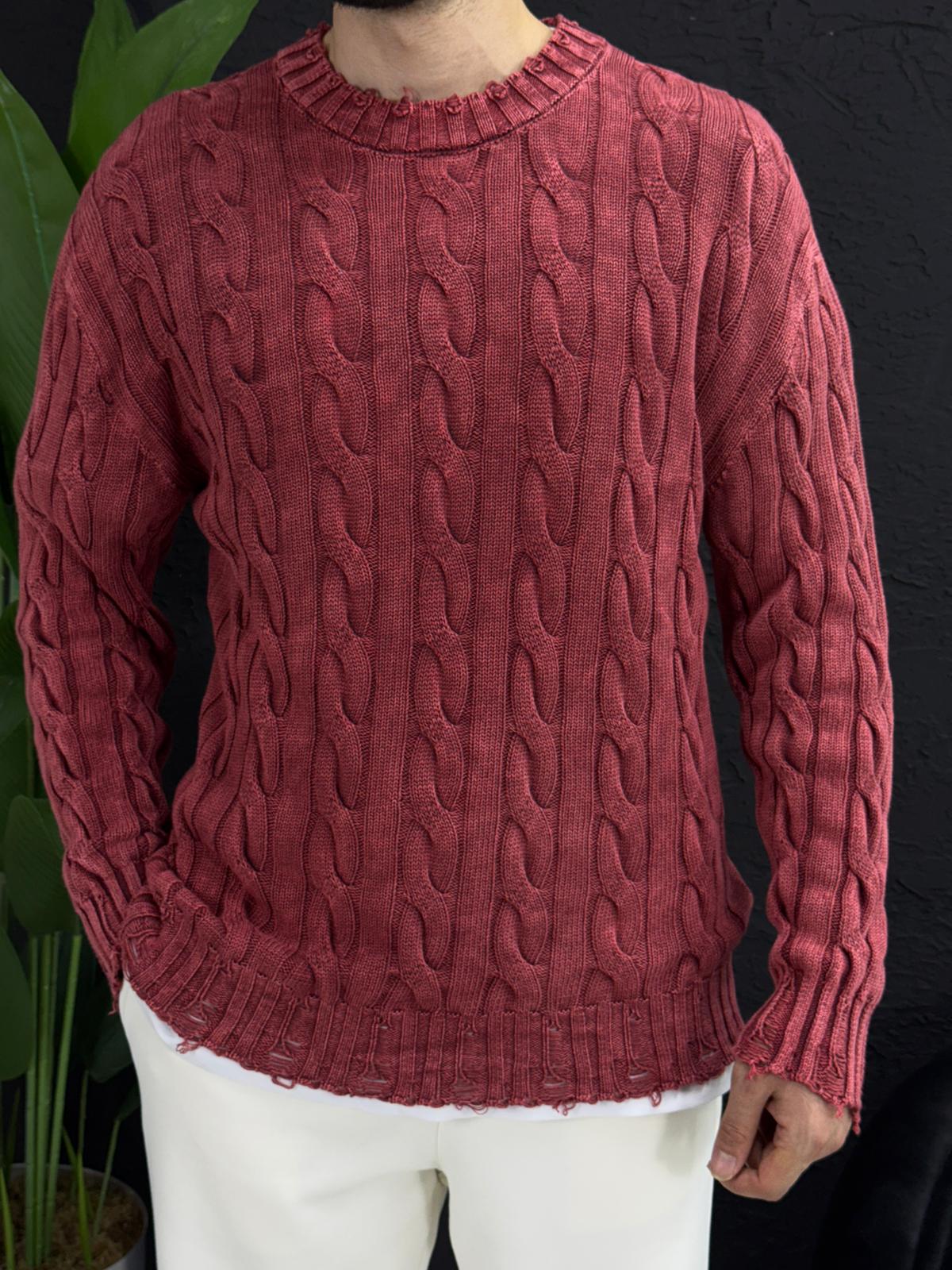 Yıkamalı kumaş kazak %100 triko yırtmac detayı kalıp Oversize