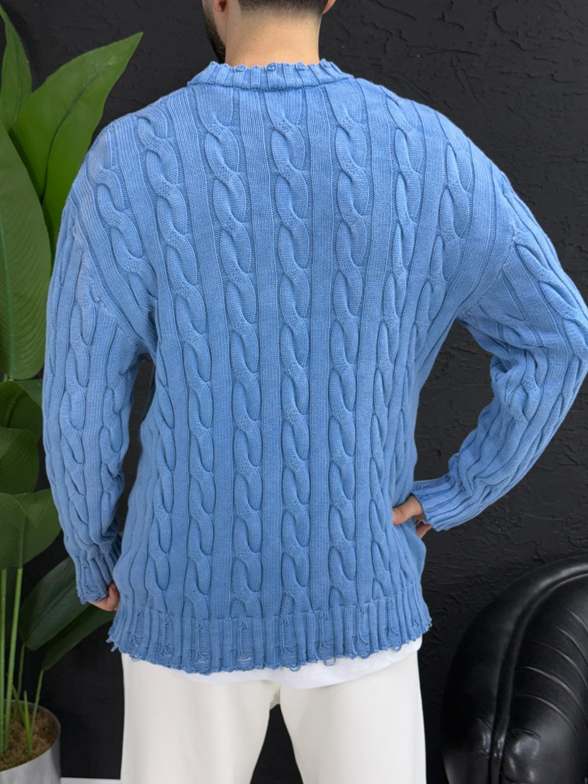 Yıkamalı kumaş kazak %100 triko yırtmac detayı kalıp Oversize