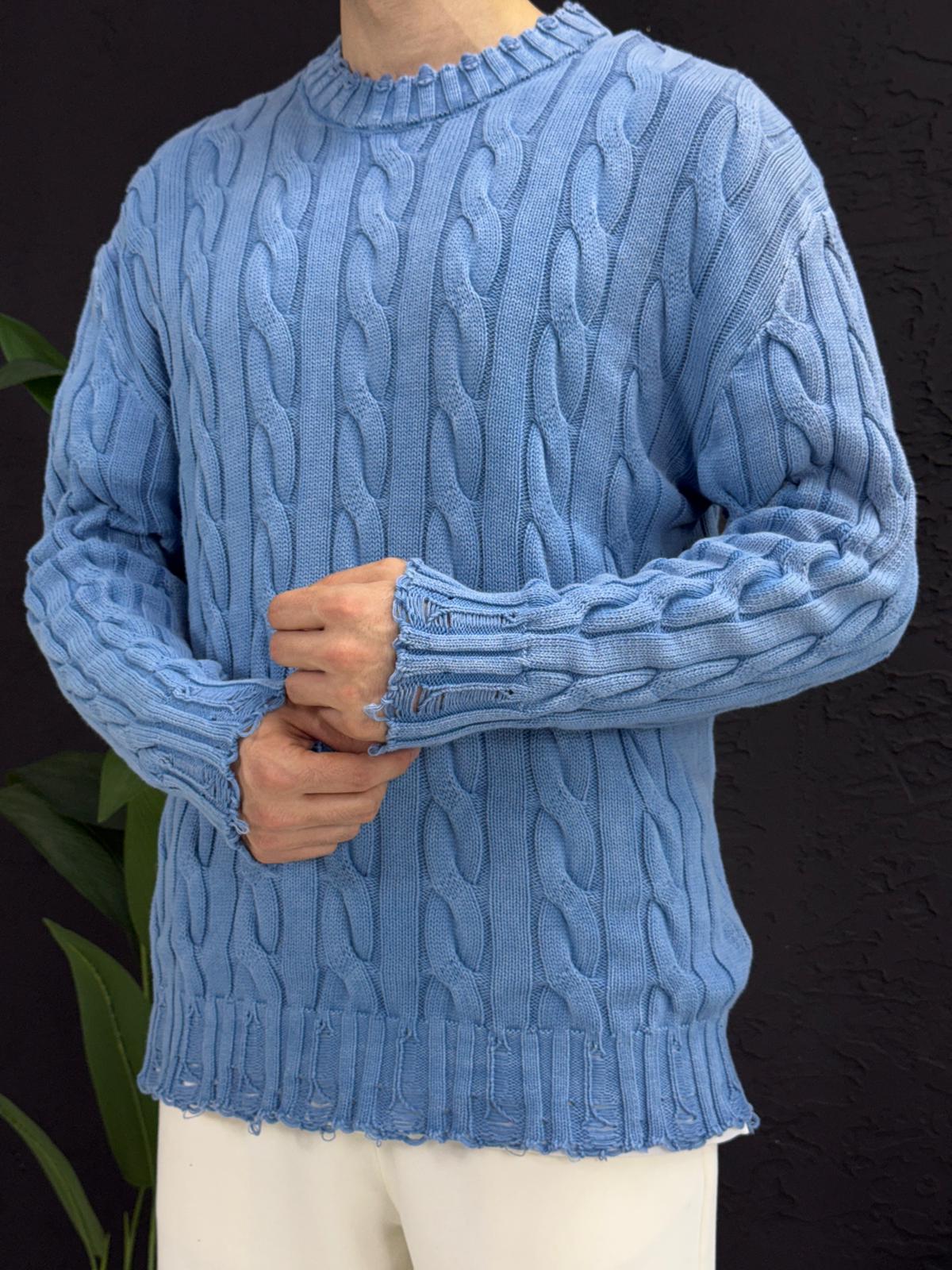 Yıkamalı kumaş kazak %100 triko yırtmac detayı kalıp Oversize