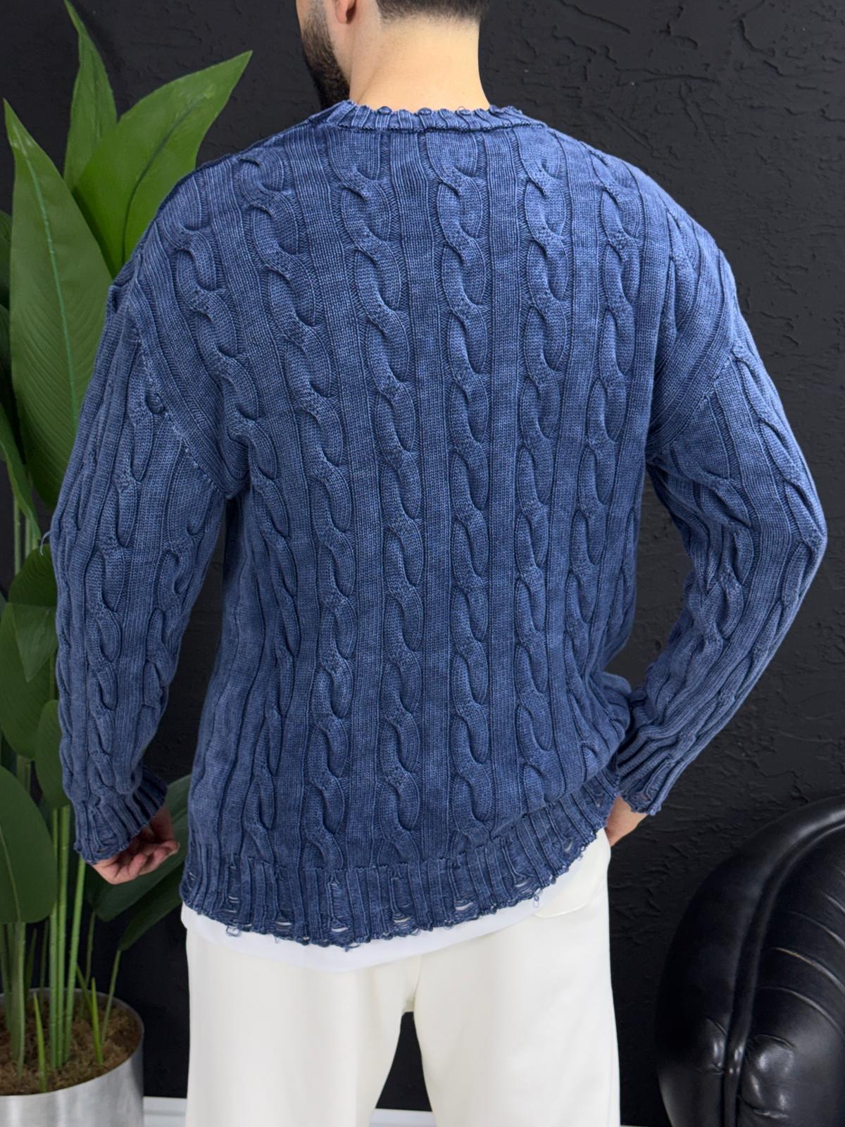 Yıkamalı kumaş kazak %100 triko yırtmac detayı kalıp Oversize