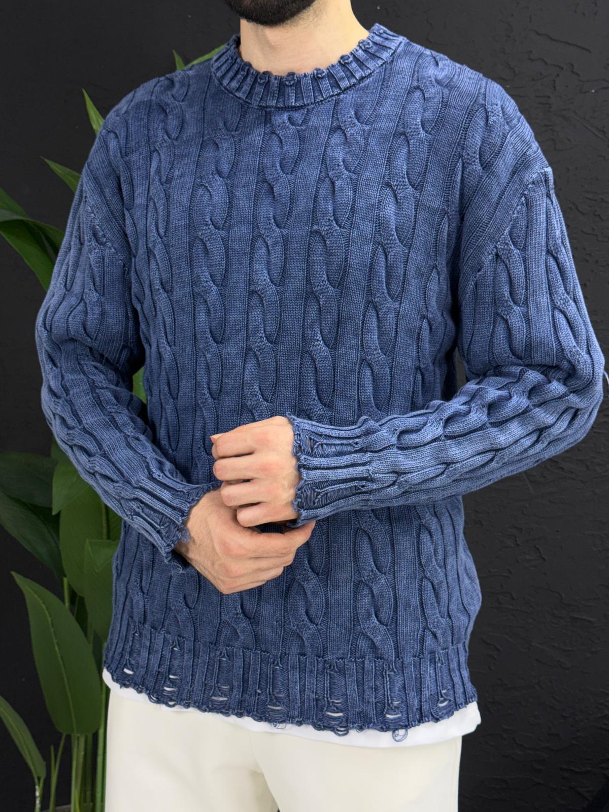 Yıkamalı kumaş kazak %100 triko yırtmac detayı kalıp Oversize